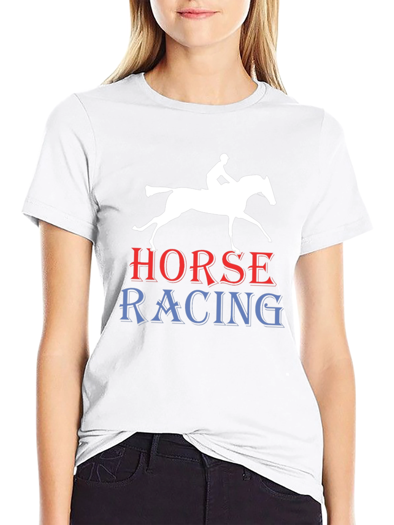 Horse Racing Graphic Tee - Black Cotton T-Shirt