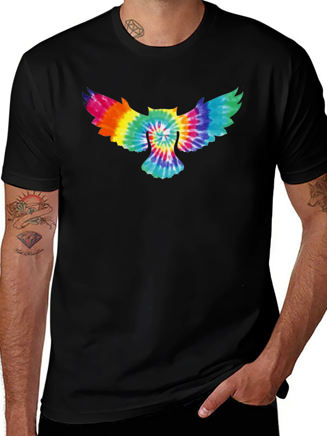Tie-Dye Owl Graphic T-Shirt - Soft Cotton