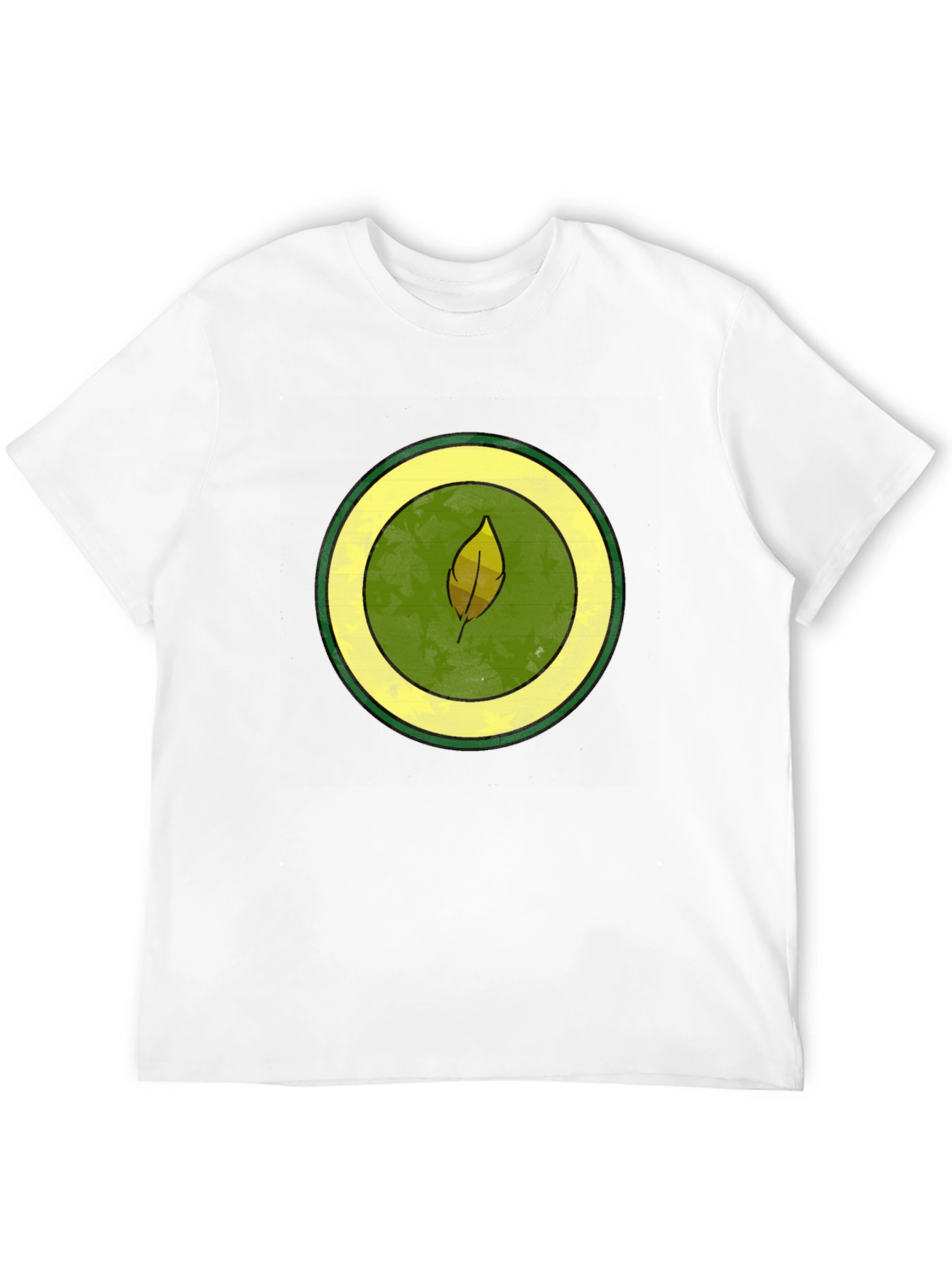 Leaf Circle Graphic Tee - Casual Black T-Shirt