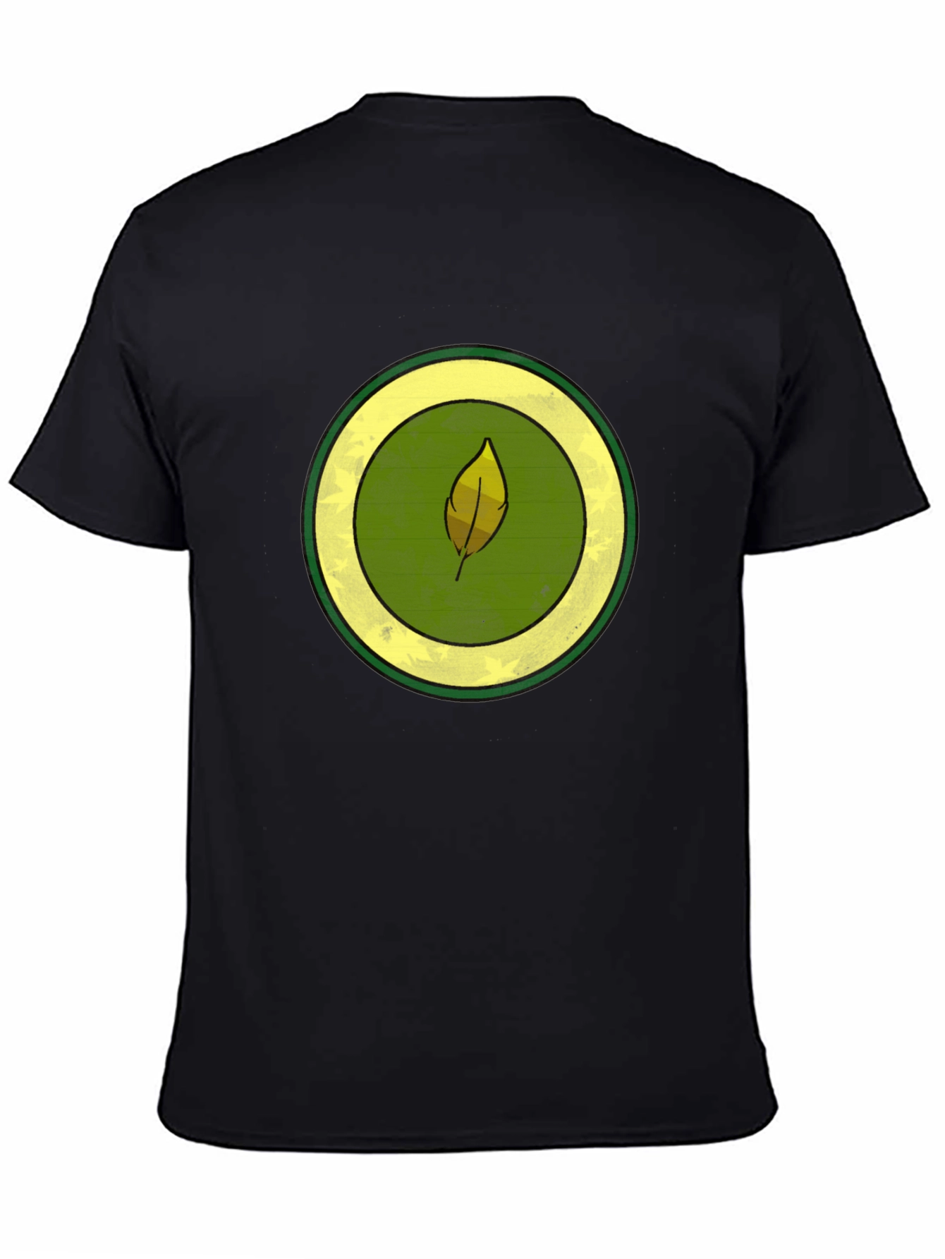 Leaf Circle Graphic Tee - Casual Black T-Shirt