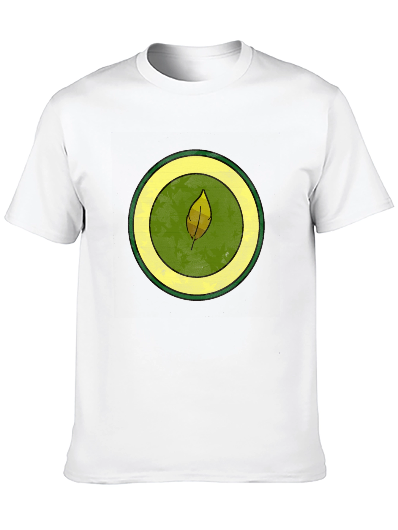 Leaf Circle Graphic Tee - Casual Black T-Shirt