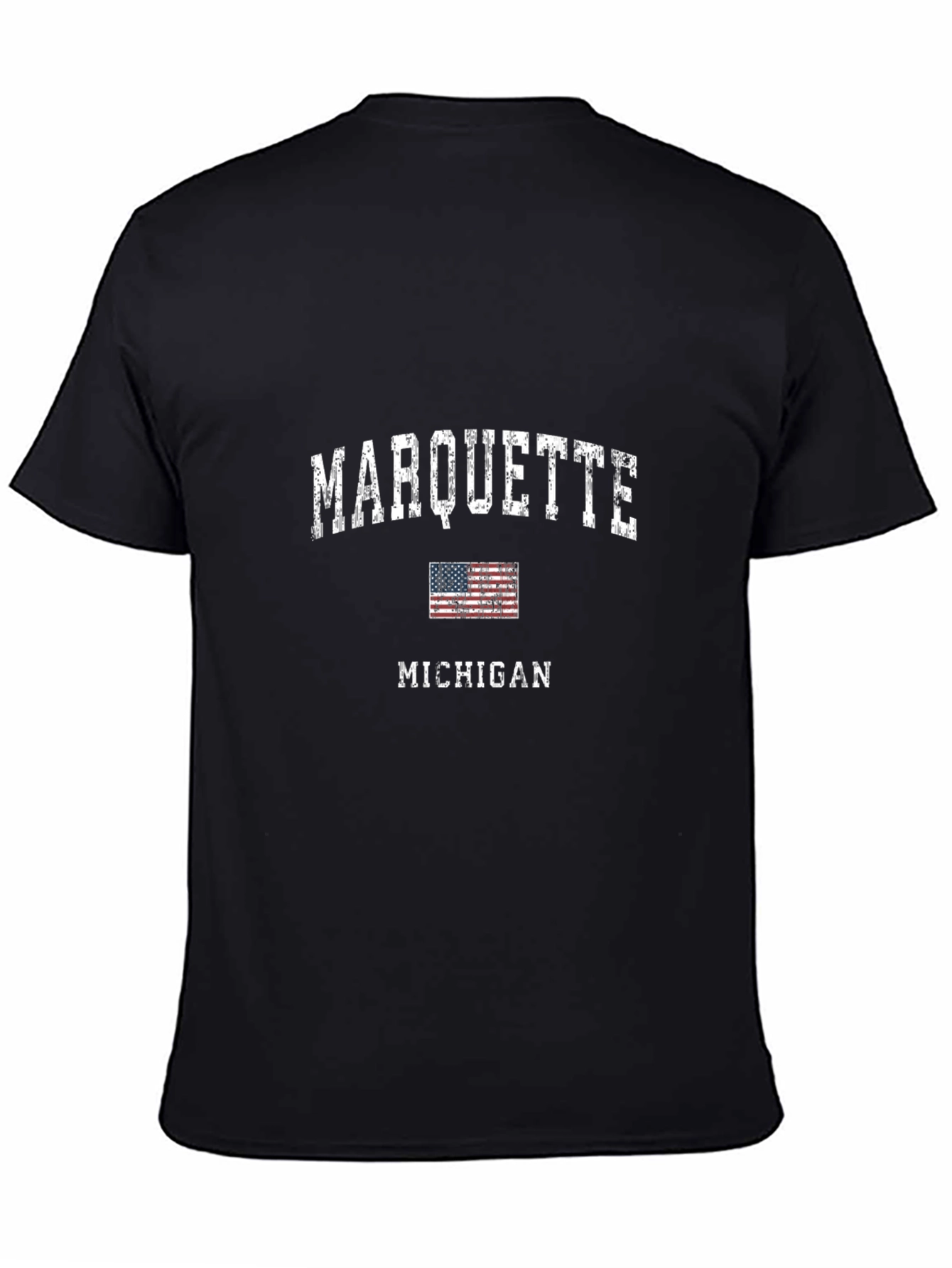 Marquette Michigan USA Flag Graphic Tee