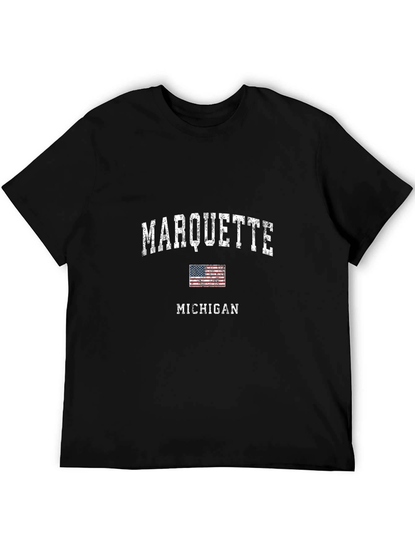 Marquette Michigan USA Flag Graphic Tee