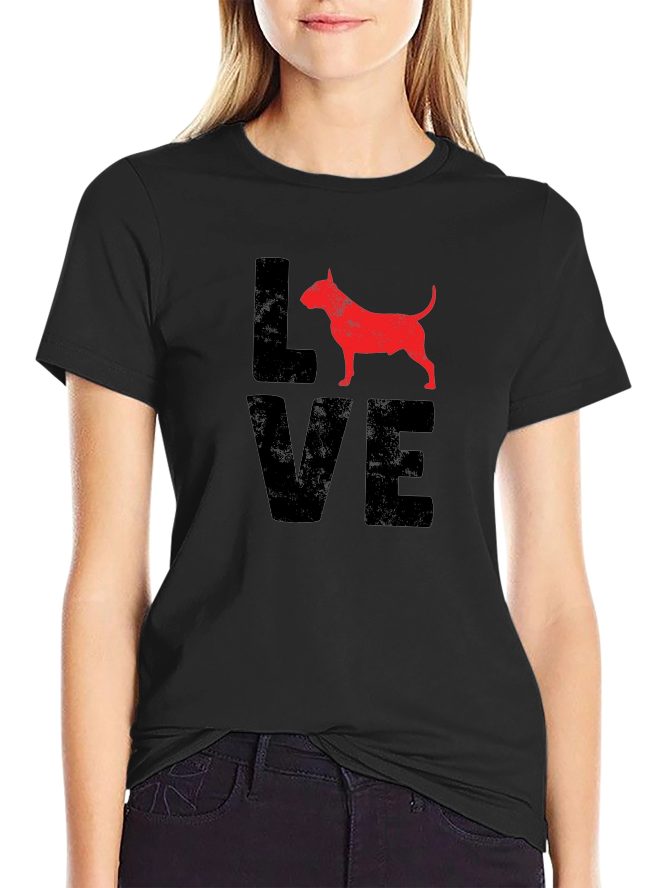 Love Bull Terrier Black T-Shirt