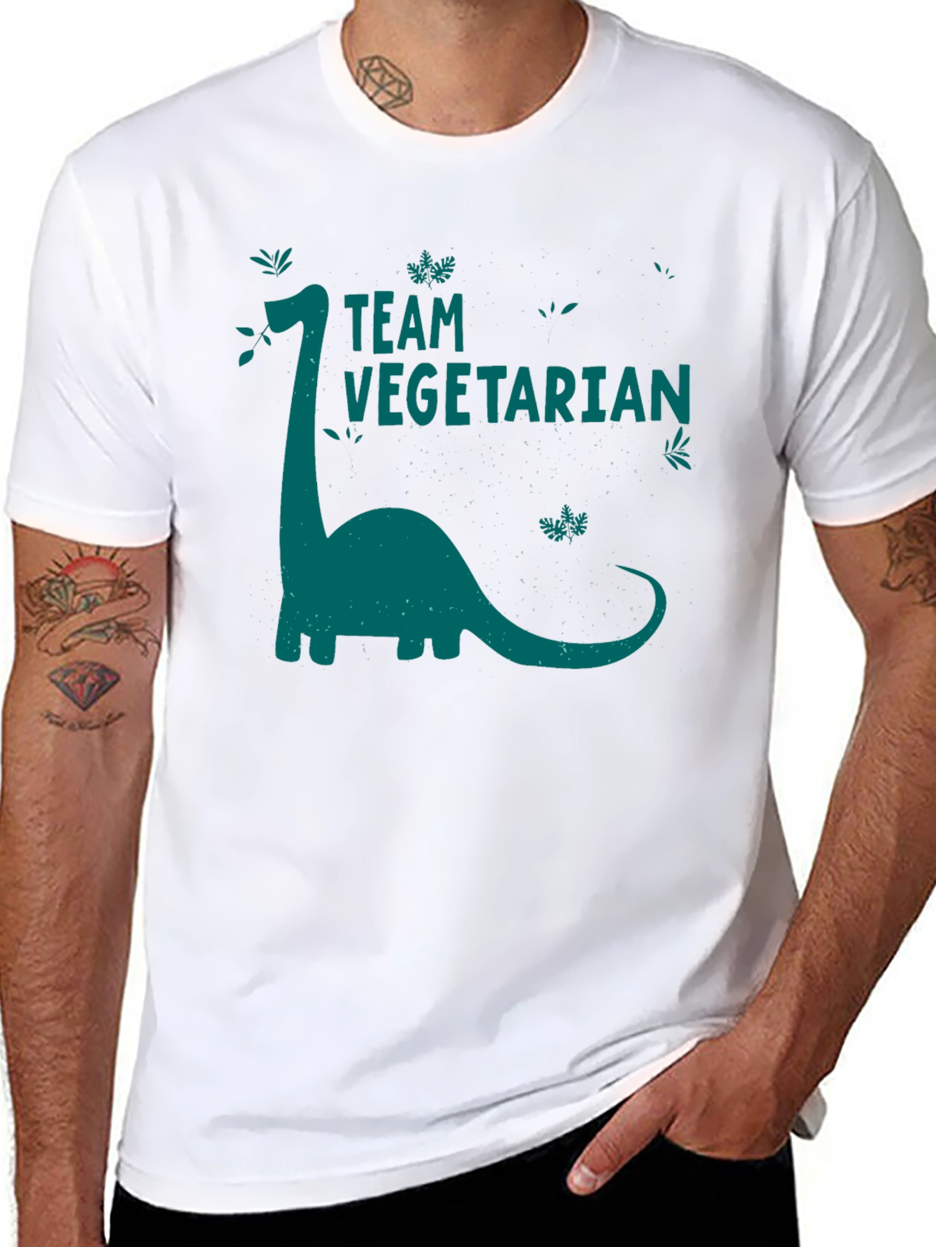 Team Vegetarian Dinosaur Graphic T-Shirt