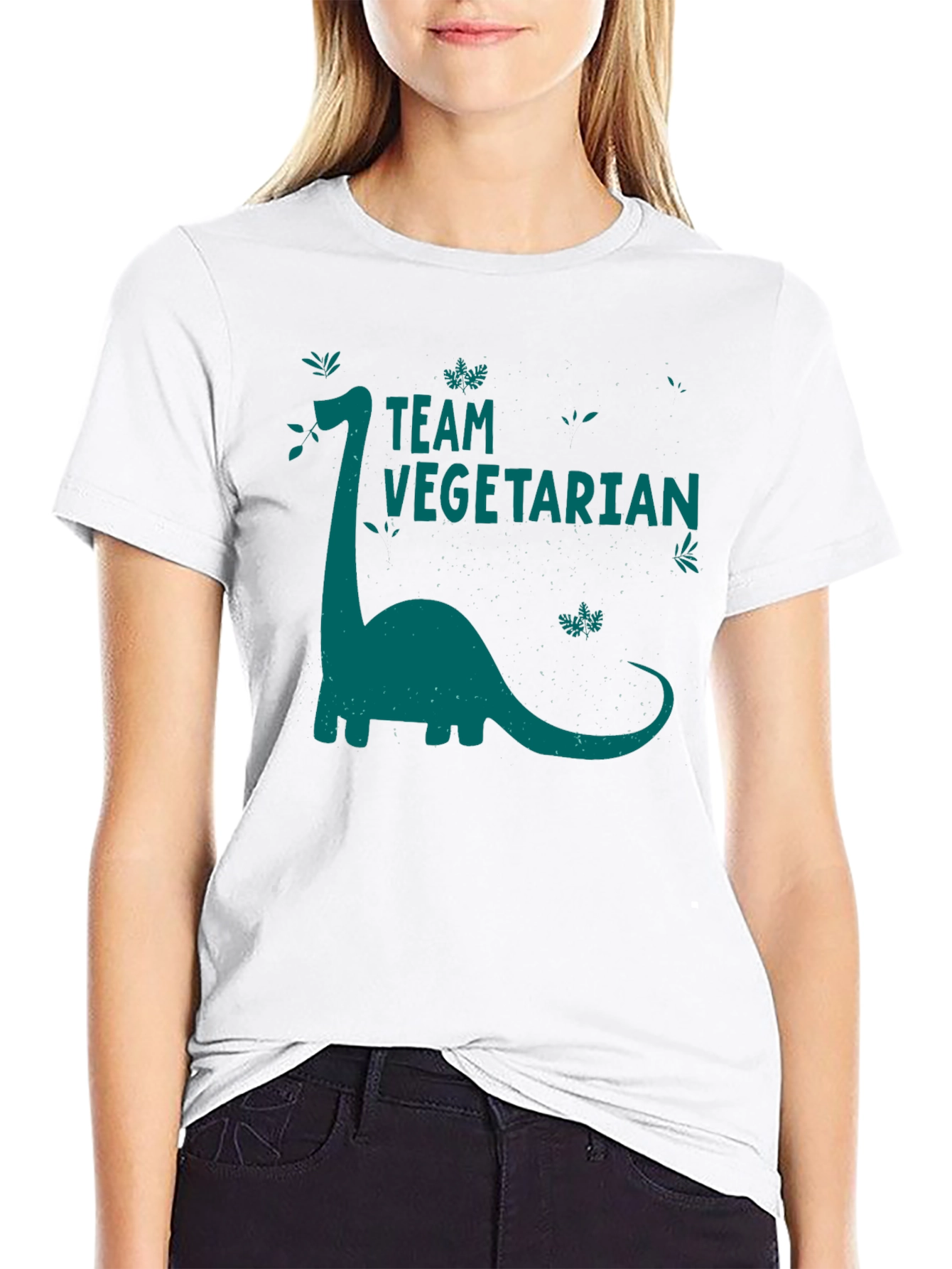 Team Vegetarian Dinosaur Graphic T-Shirt