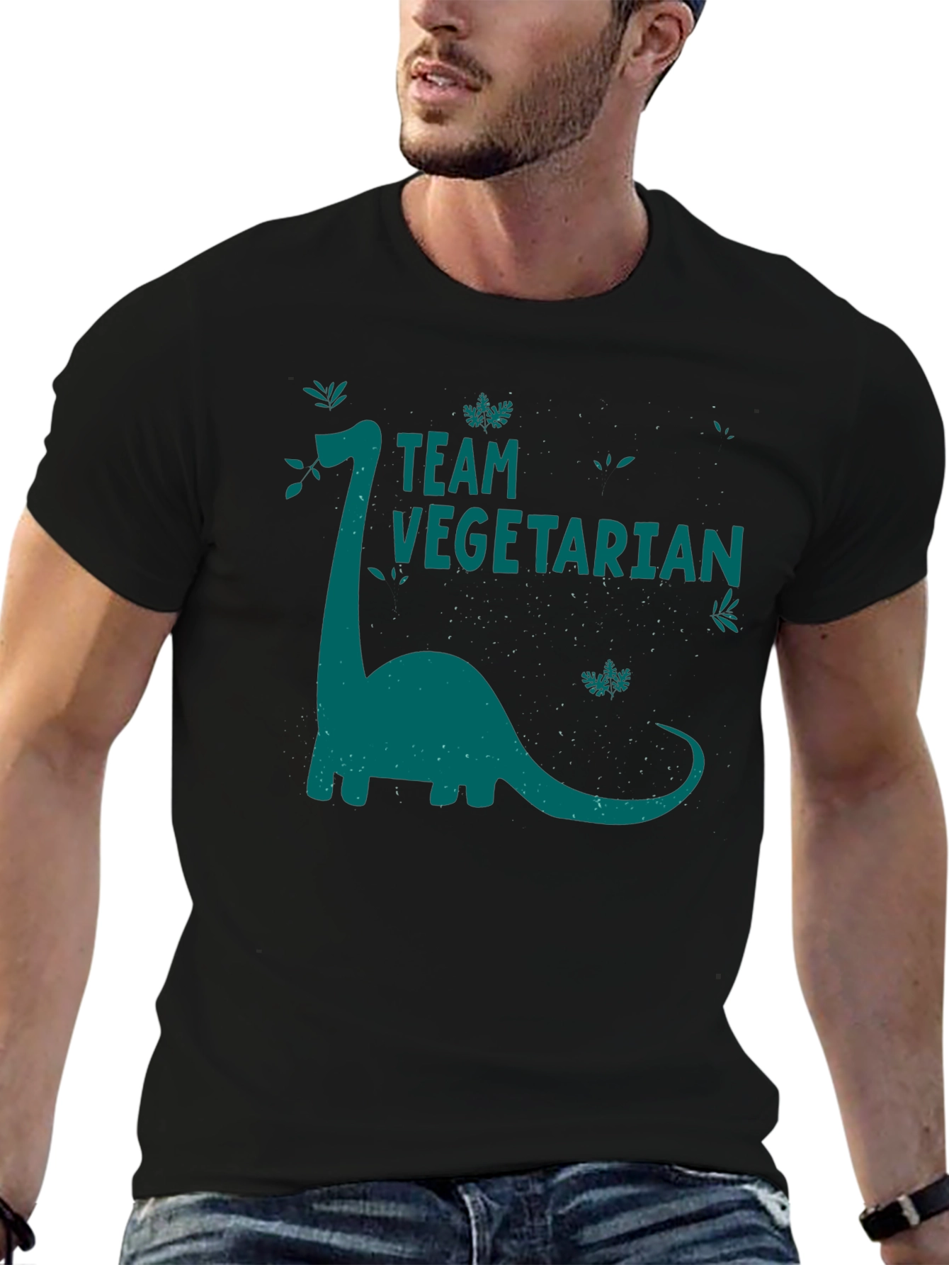 Team Vegetarian Dinosaur Graphic T-Shirt