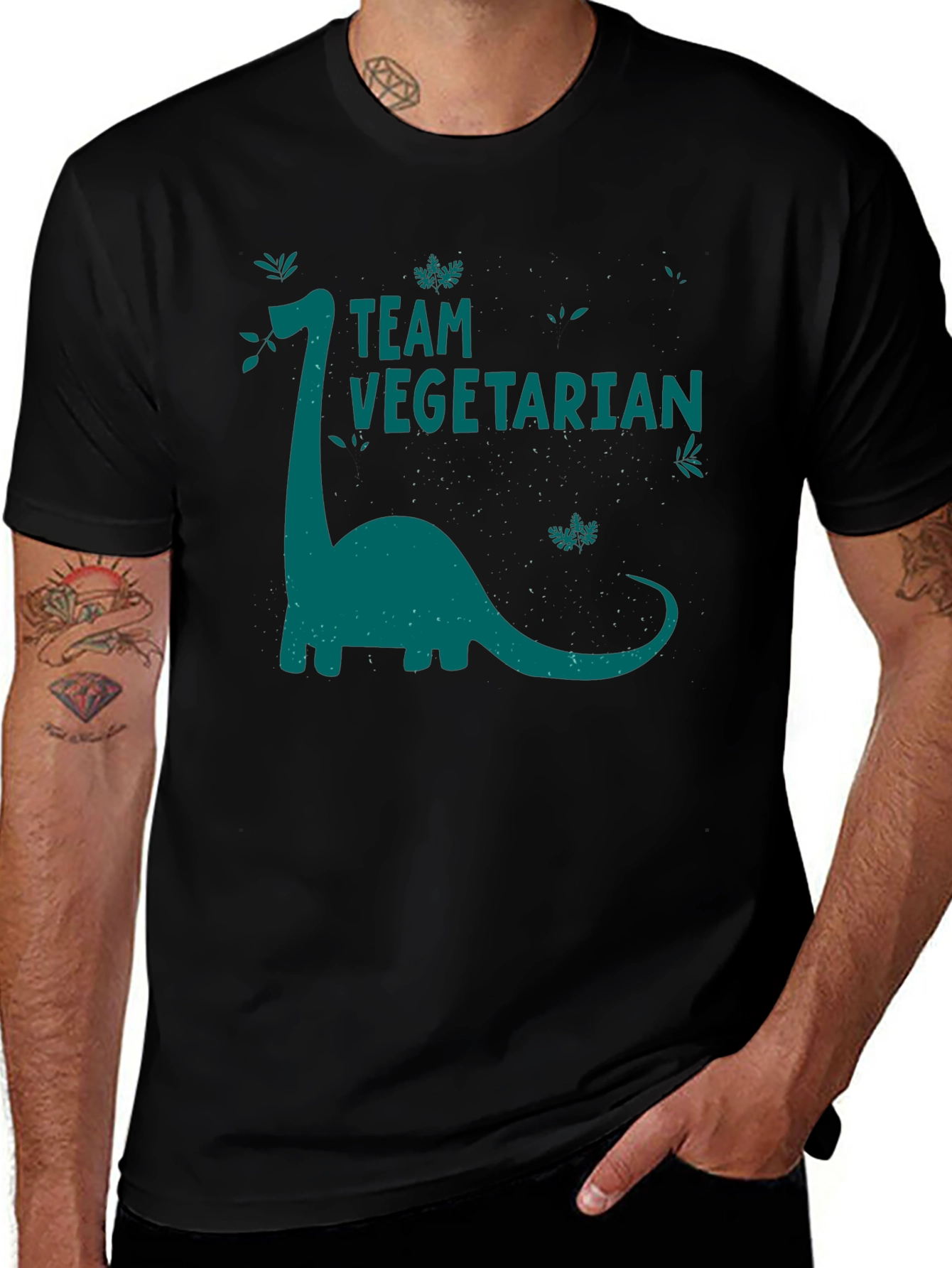 Team Vegetarian Dinosaur Graphic T-Shirt