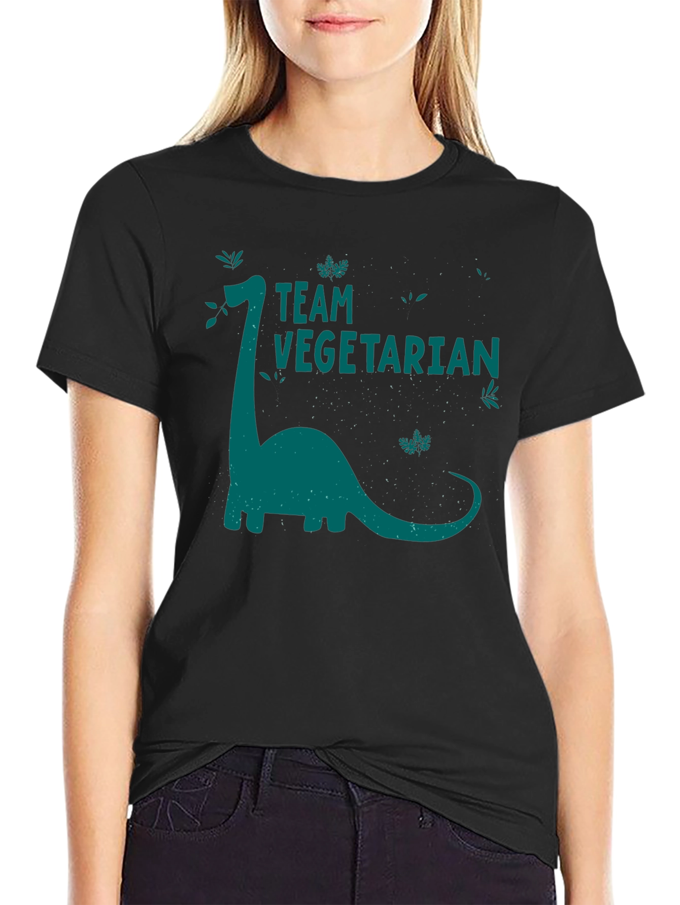 Team Vegetarian Dinosaur Graphic T-Shirt