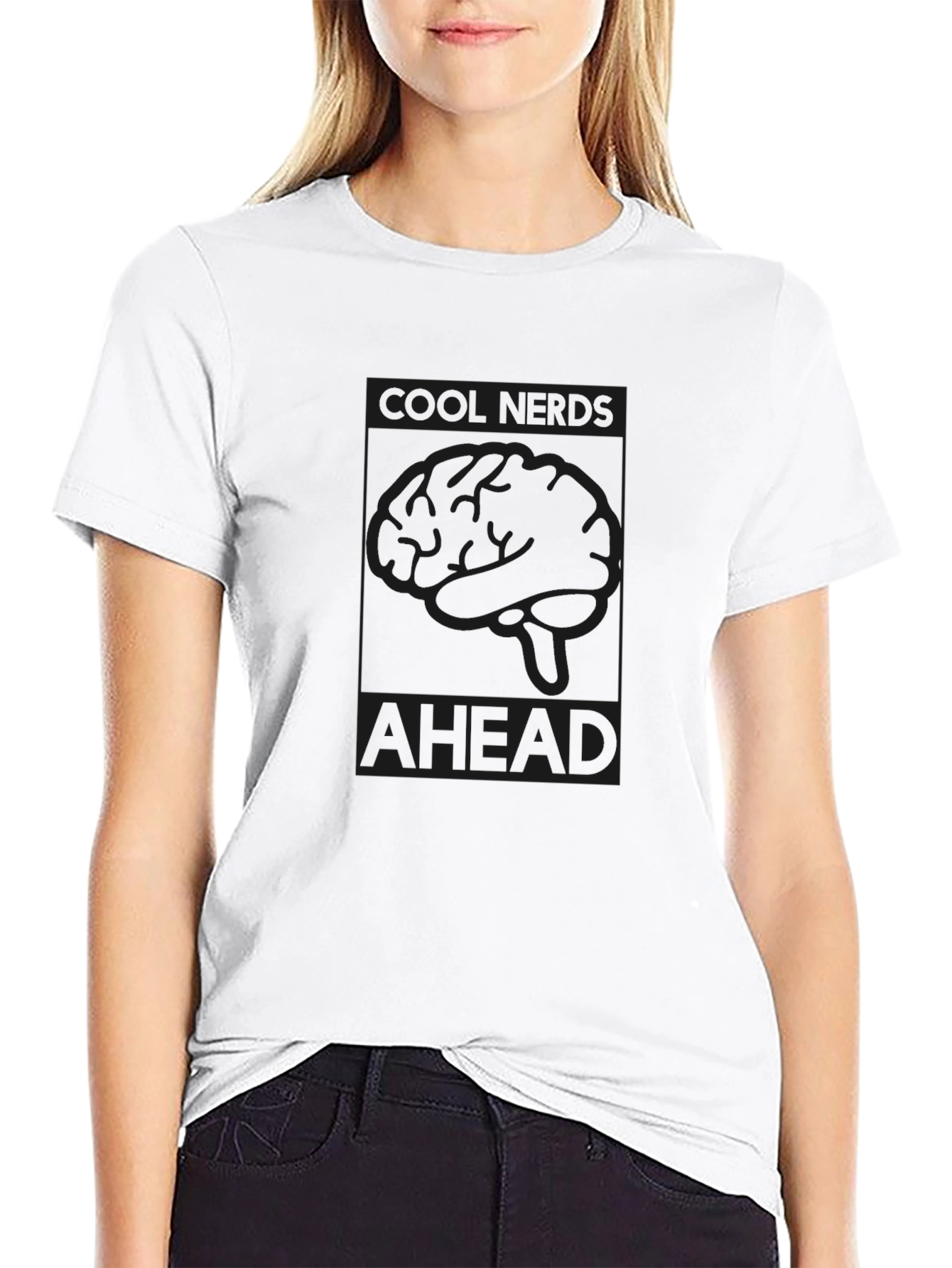 Cool Nerds Ahead Black Graphic Tee