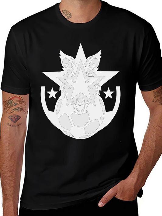 Wolf Star Soccer Graphic Tee - Cool Black T-Shirt