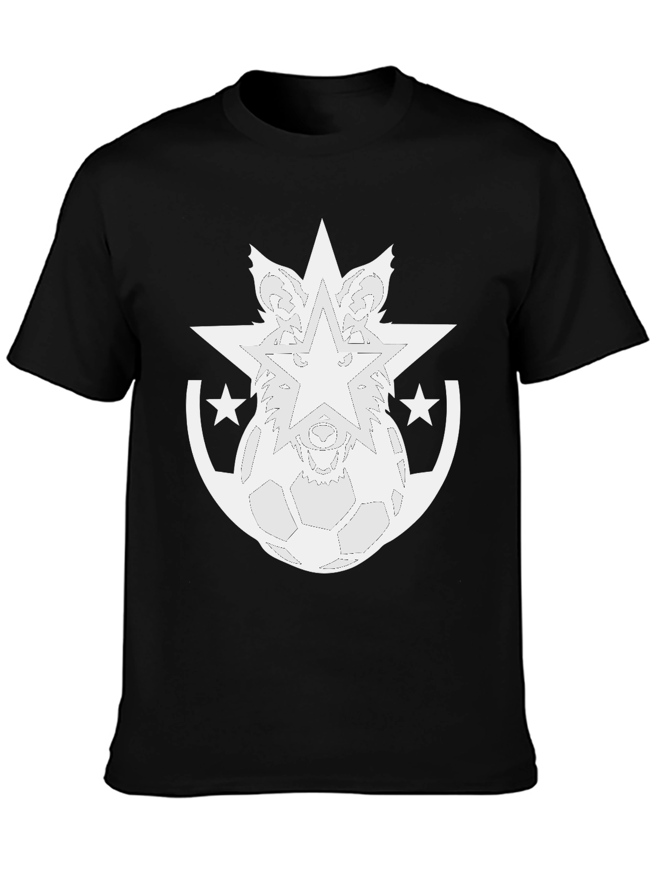 Wolf Star Soccer Graphic Tee - Cool Black T-Shirt