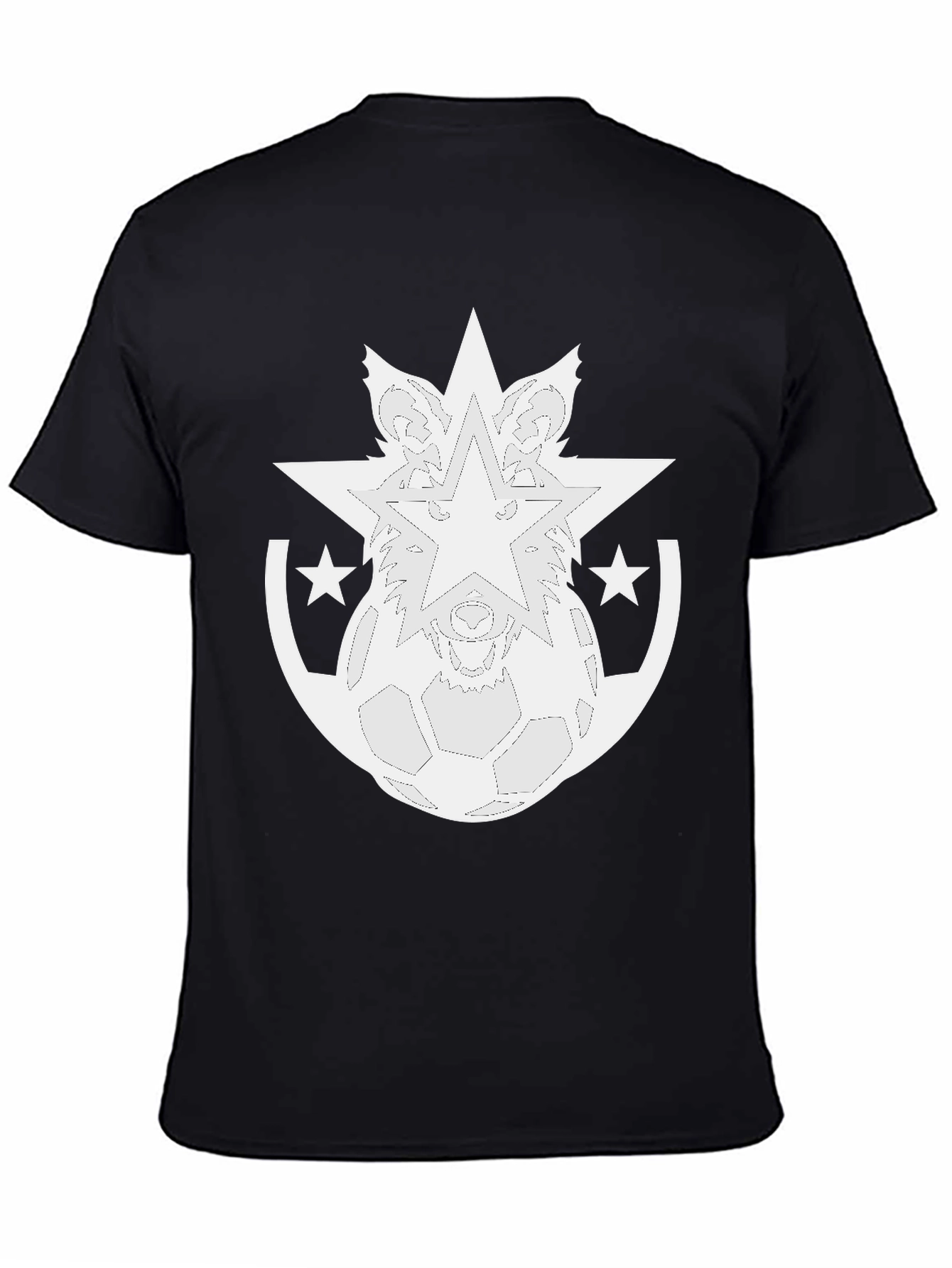 Wolf Star Soccer Graphic Tee - Cool Black T-Shirt
