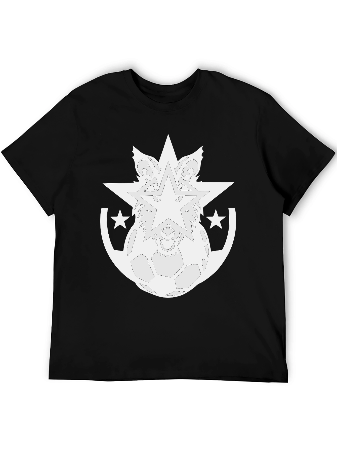 Wolf Star Soccer Graphic Tee - Cool Black T-Shirt