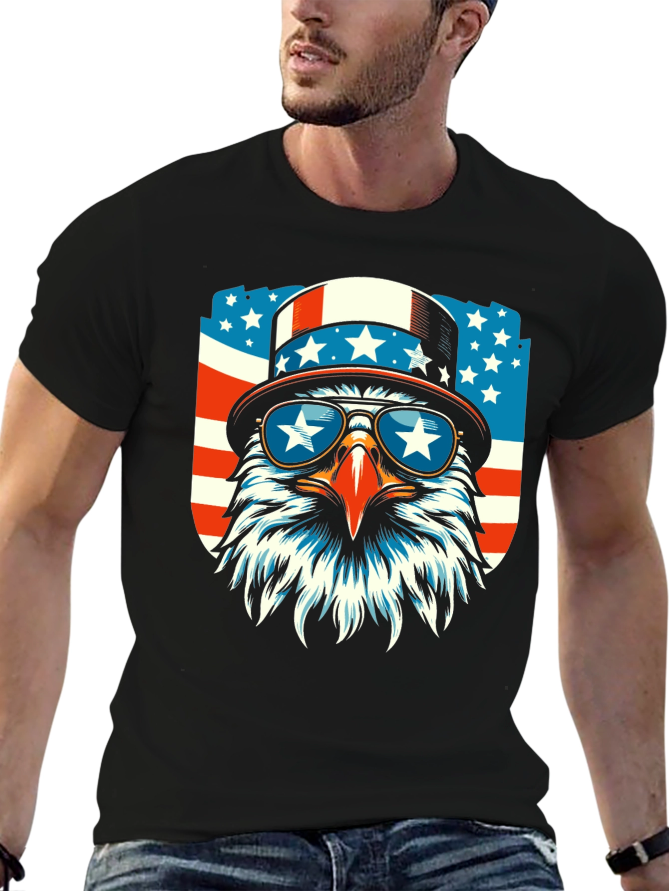 Patriotic Eagle Graphic Tee - USA Pride