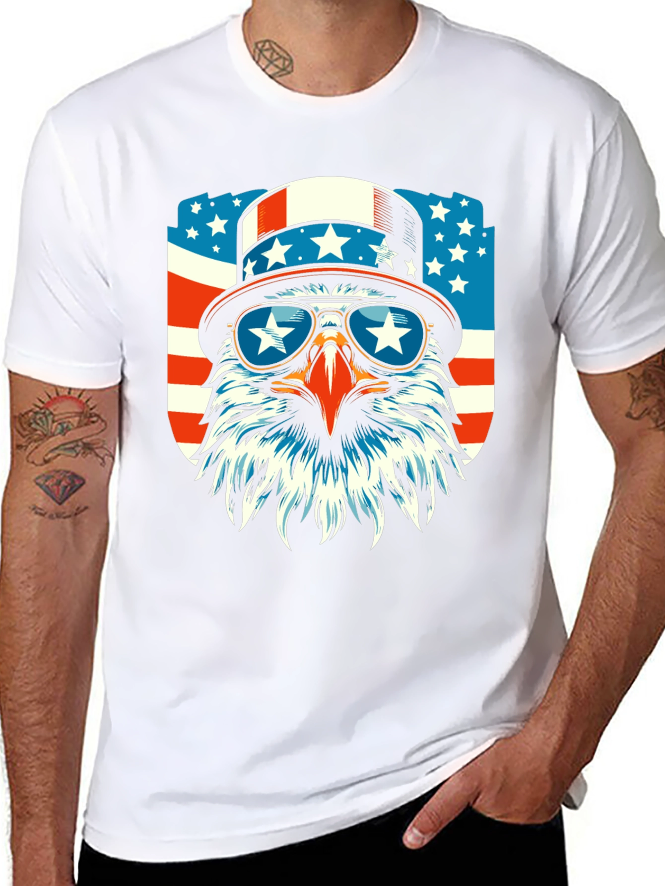 Patriotic Eagle Graphic Tee - USA Pride