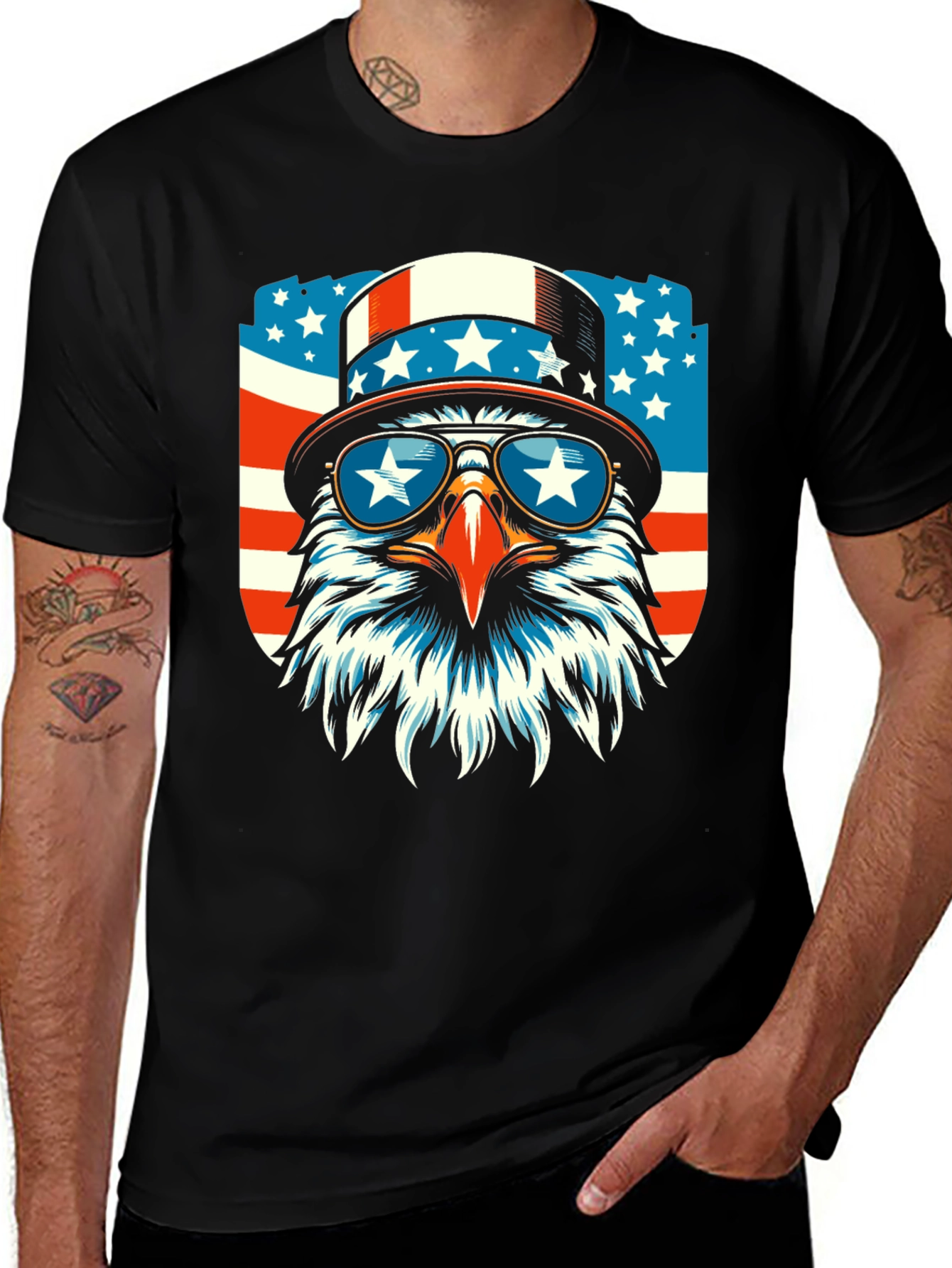 Patriotic Eagle Graphic Tee - USA Pride