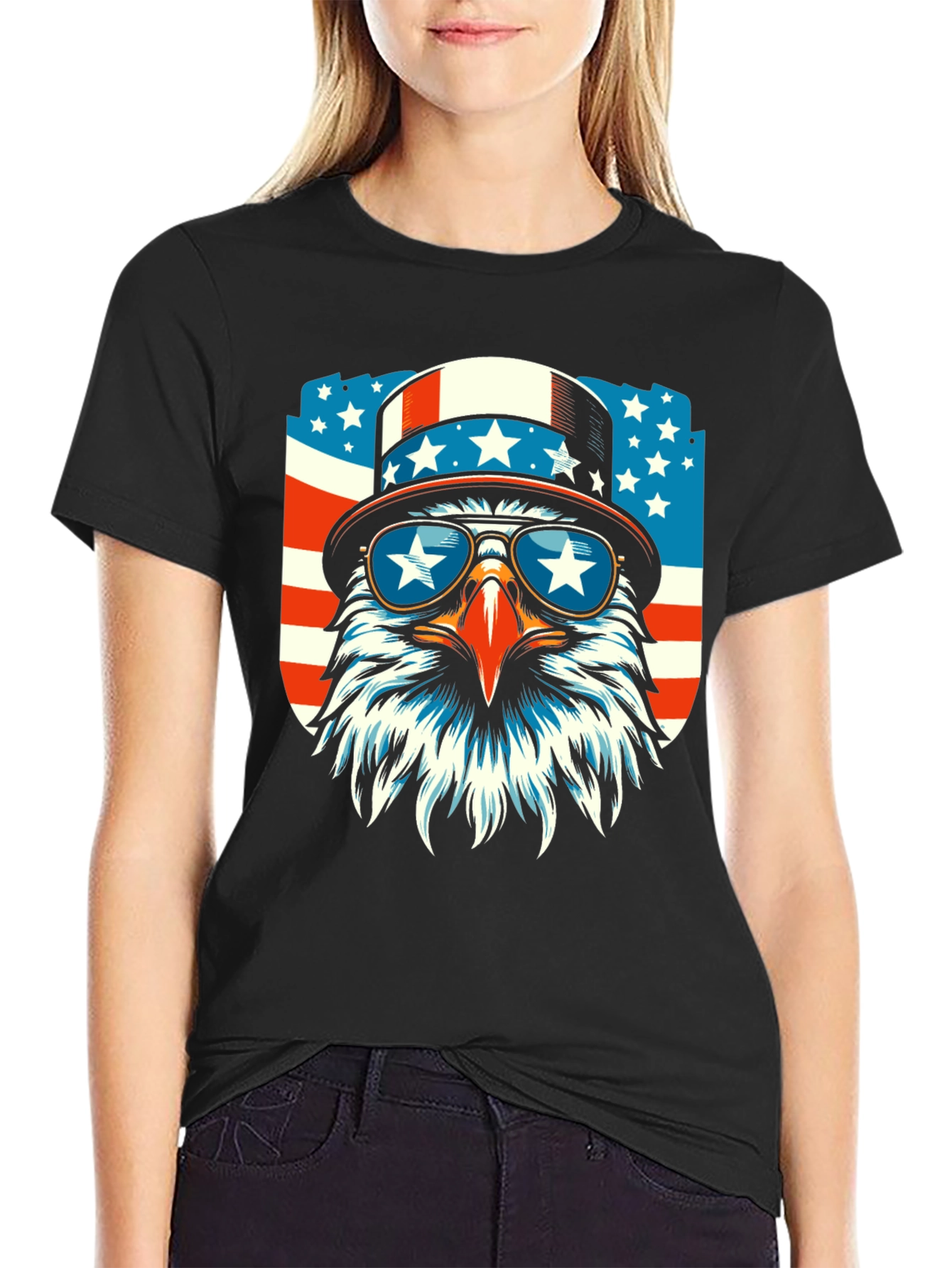 Patriotic Eagle Graphic Tee - USA Pride