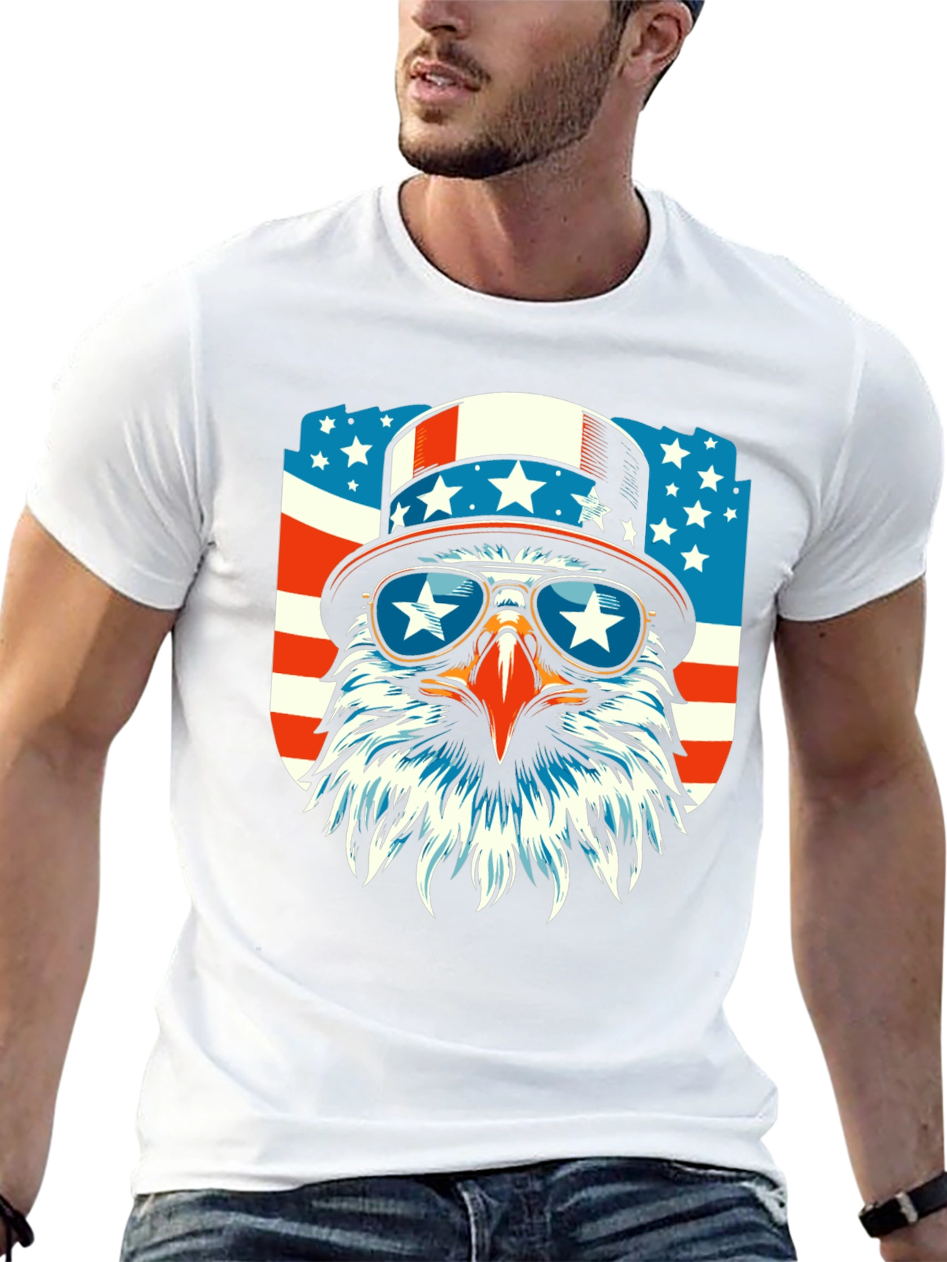 Patriotic Eagle Graphic Tee - USA Pride
