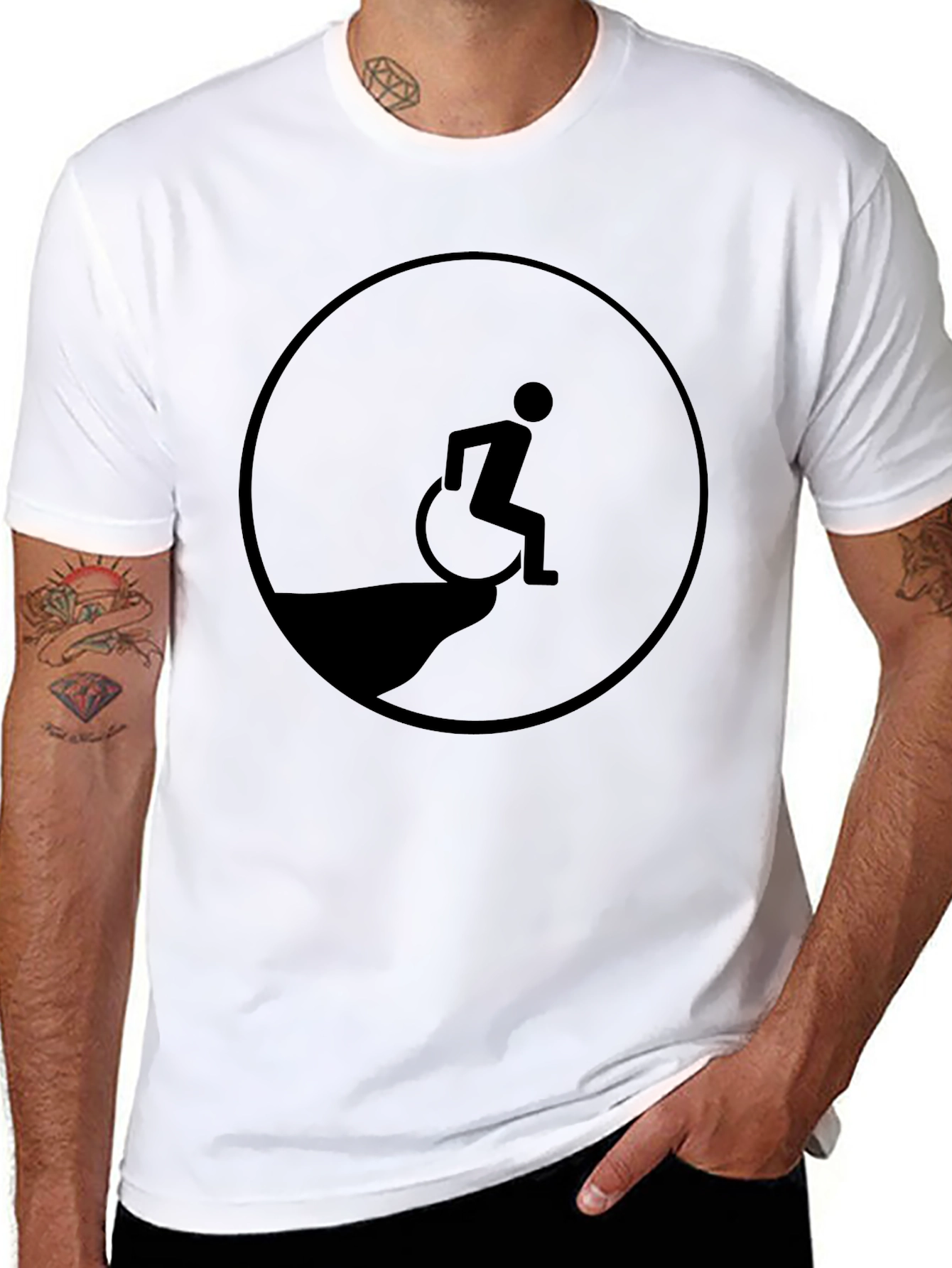 Edgy Humor T-Shirt - Wheelchair Cliff Design