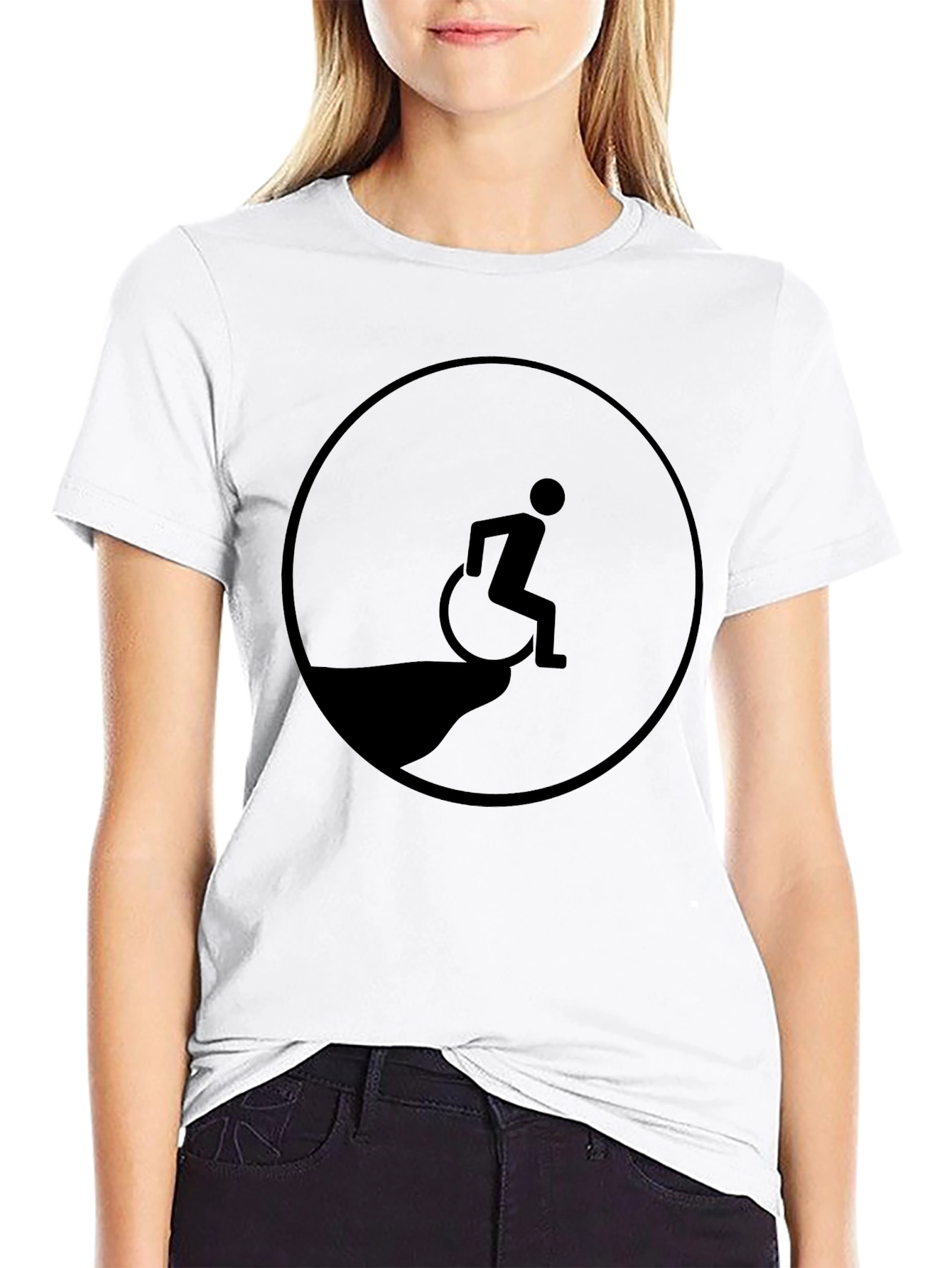 Edgy Humor T-Shirt - Wheelchair Cliff Design