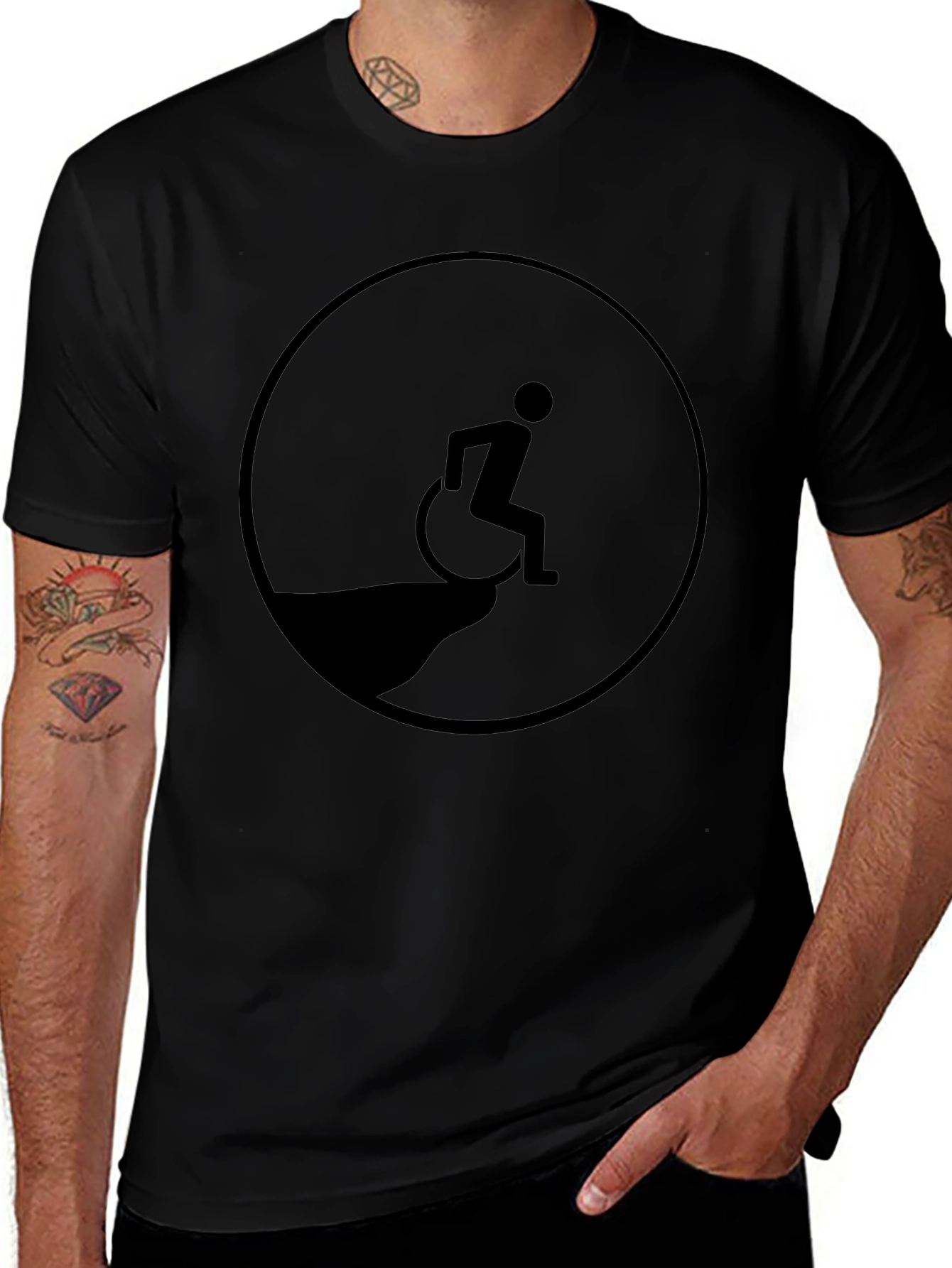 Edgy Humor T-Shirt - Wheelchair Cliff Design