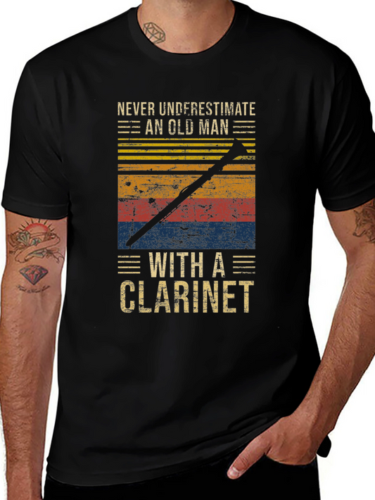 Never Underestimate Old Man with Clarinet T-Shirt