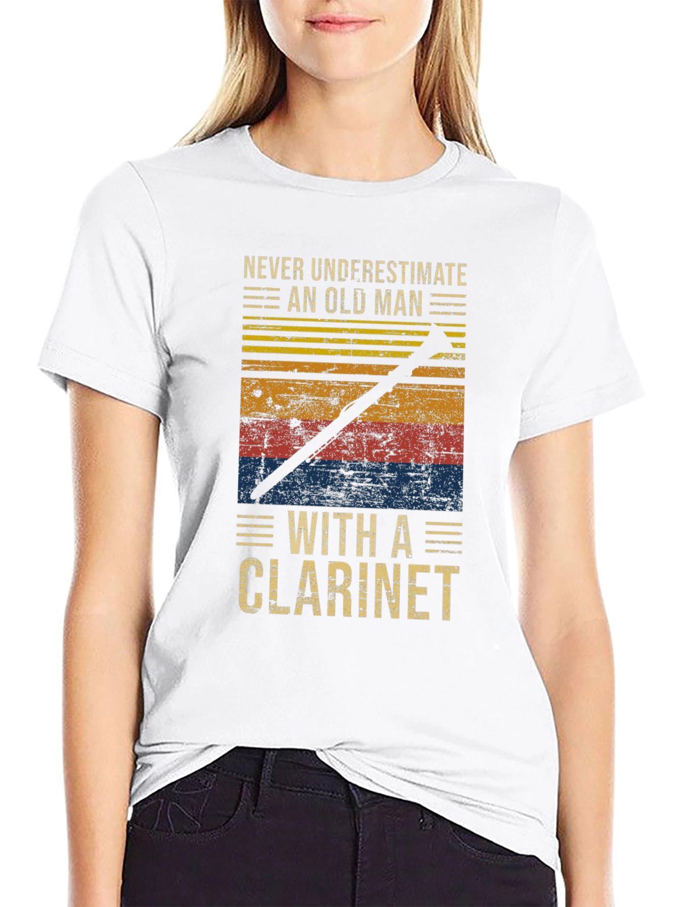 Never Underestimate Old Man with Clarinet T-Shirt