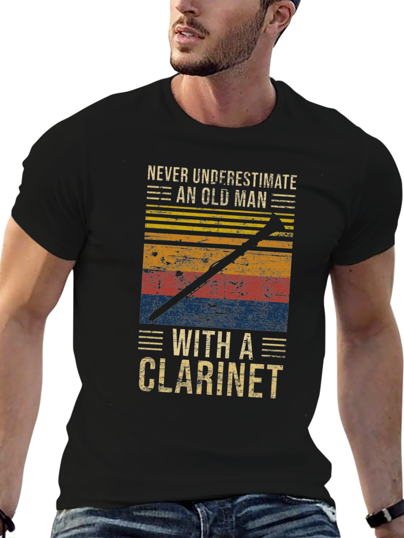 Never Underestimate Old Man with Clarinet T-Shirt