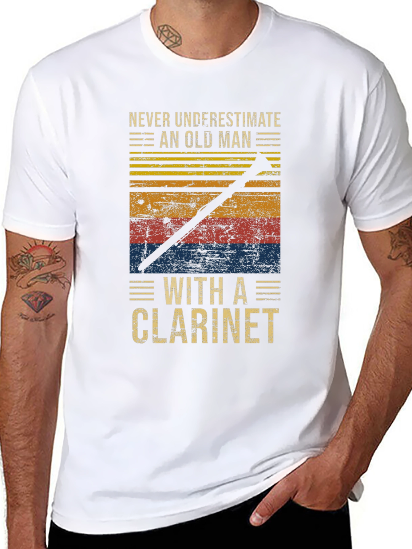 Never Underestimate Old Man with Clarinet T-Shirt