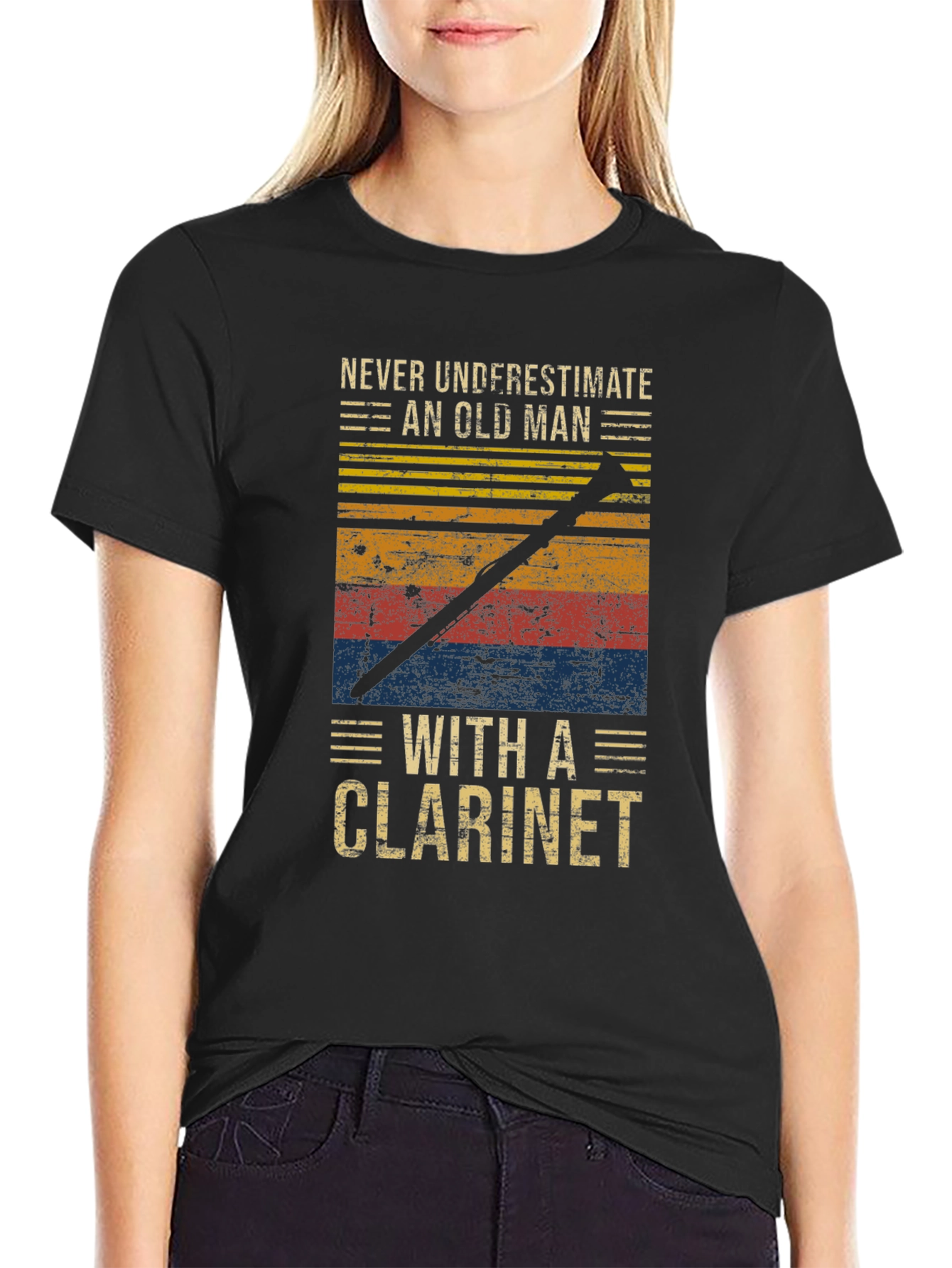 Never Underestimate Old Man with Clarinet T-Shirt