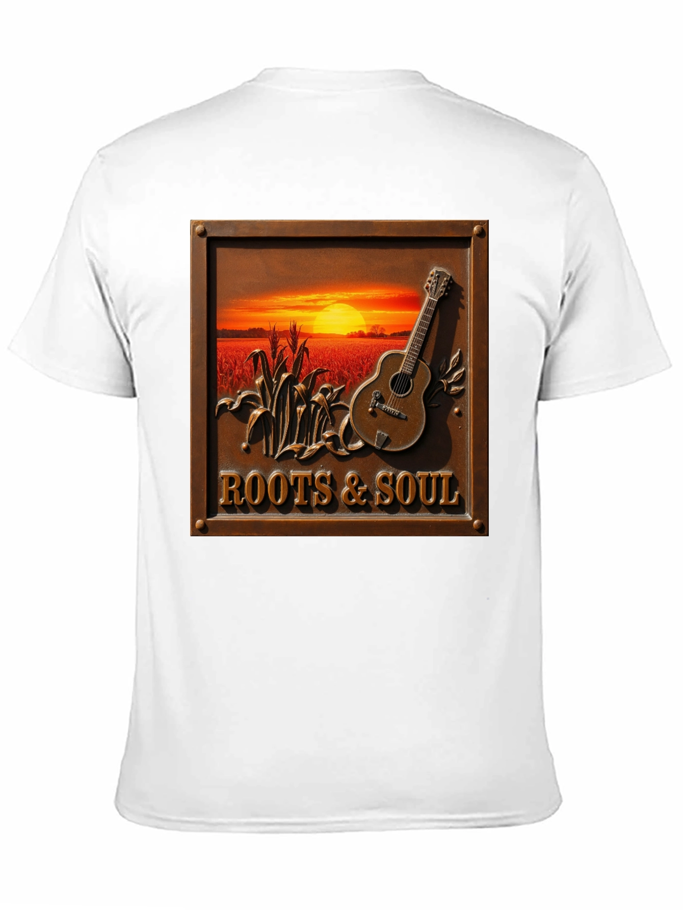 Roots & Soul Graphic Tee - Sunset Guitar Design