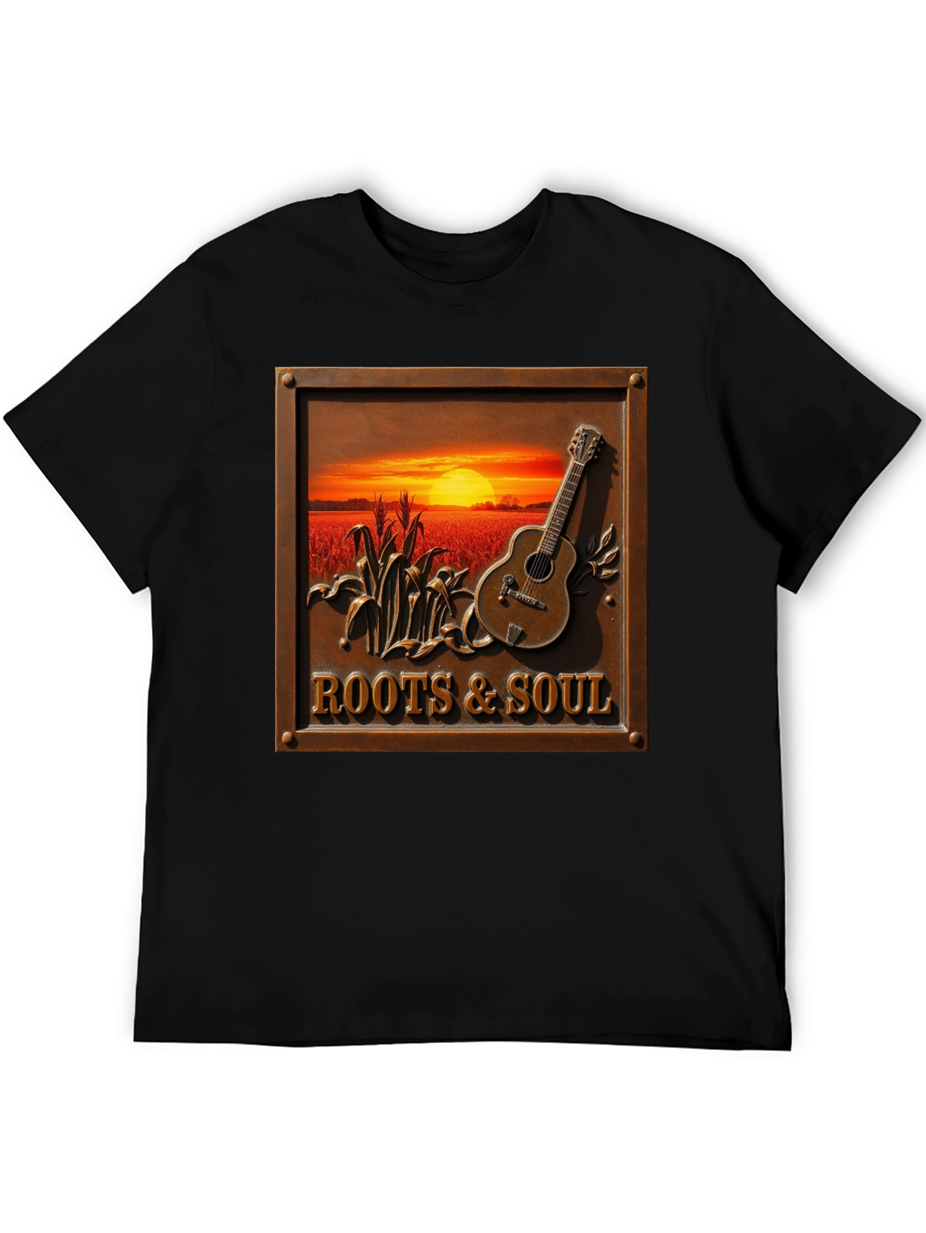 Roots & Soul Graphic Tee - Sunset Guitar Design