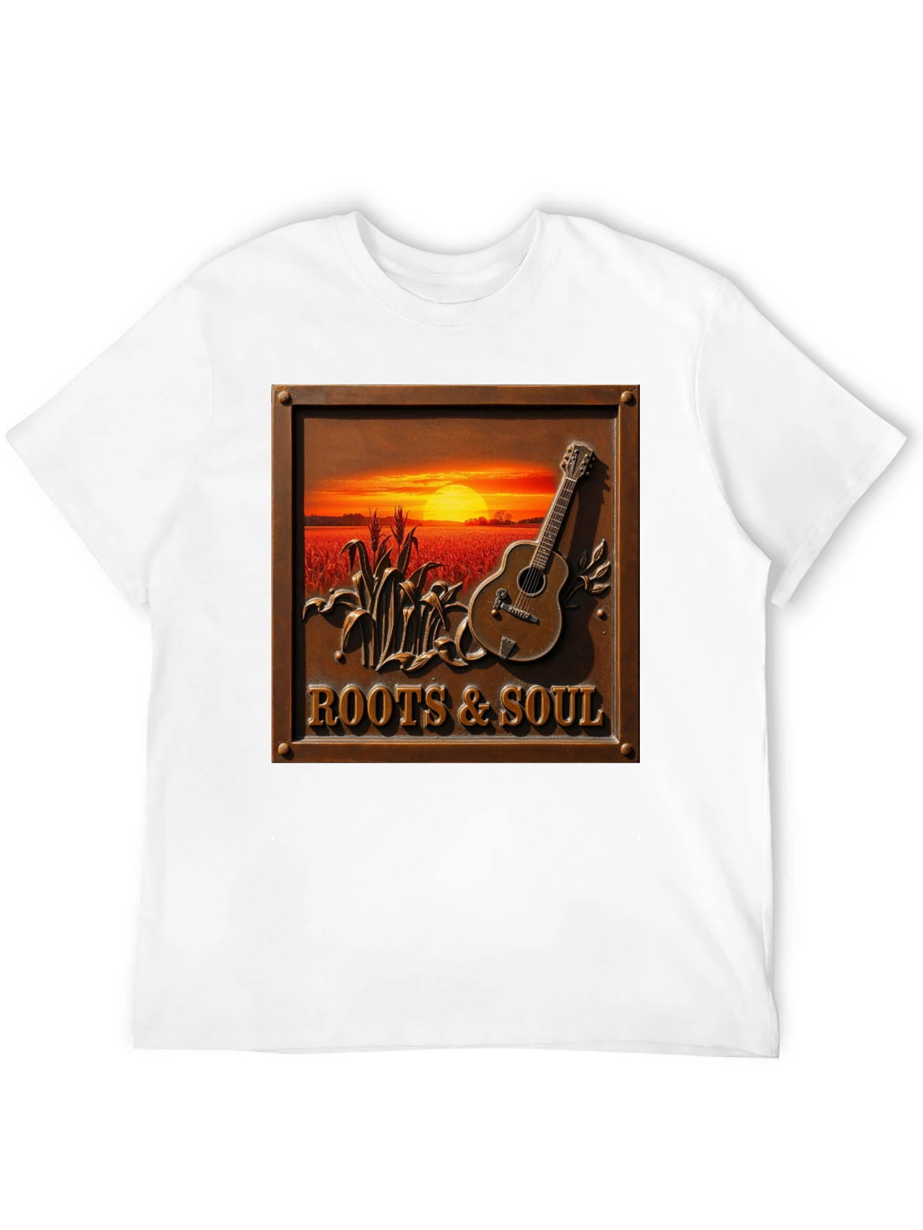 Roots & Soul Graphic Tee - Sunset Guitar Design