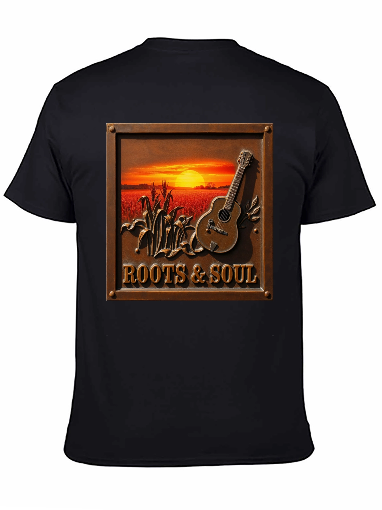 Roots & Soul Graphic Tee - Sunset Guitar Design
