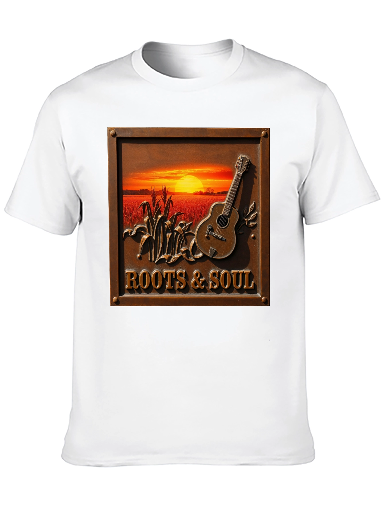 Roots & Soul Graphic Tee - Sunset Guitar Design