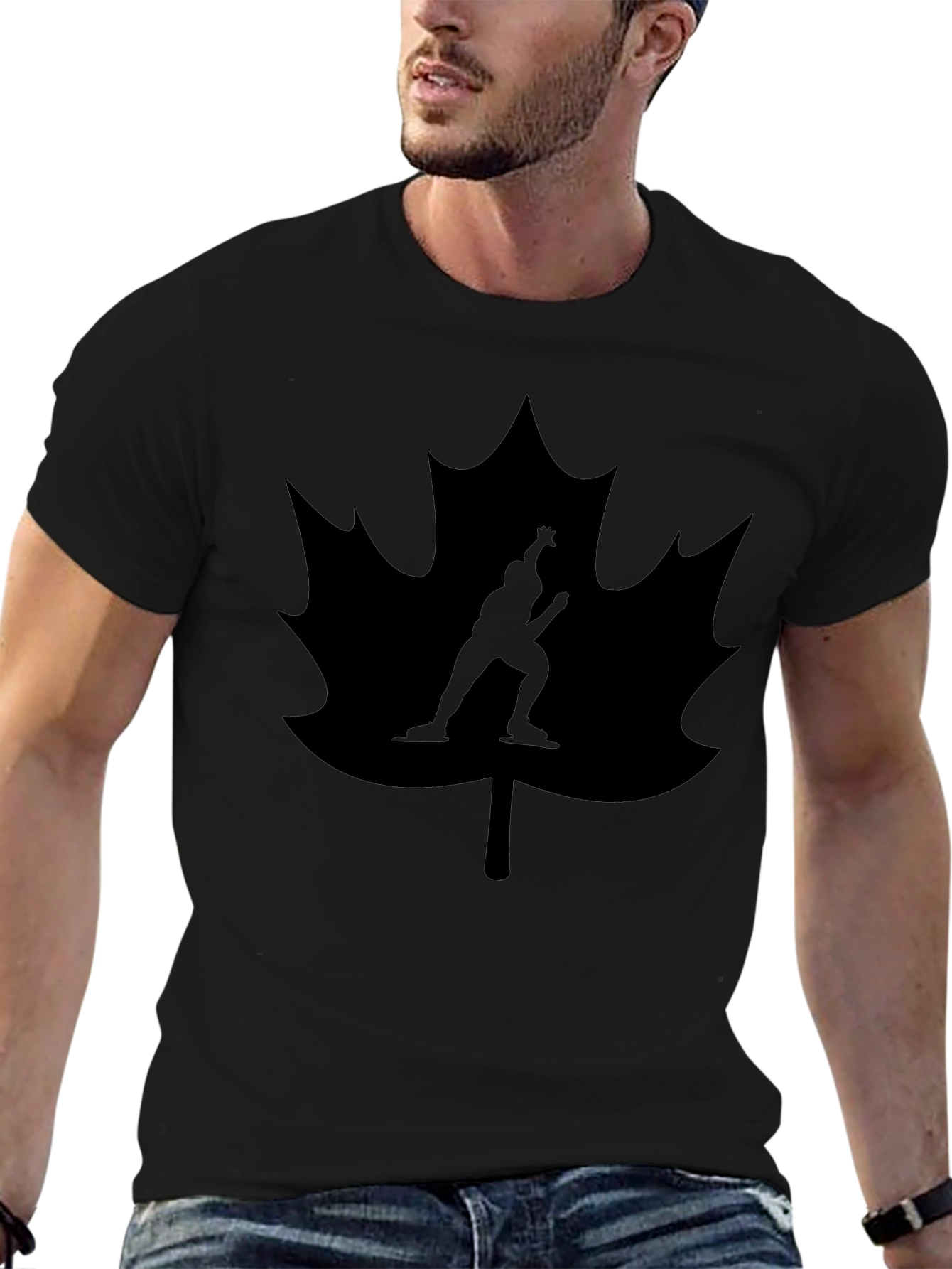 Maple Leaf Figure Skating Black T-Shirt