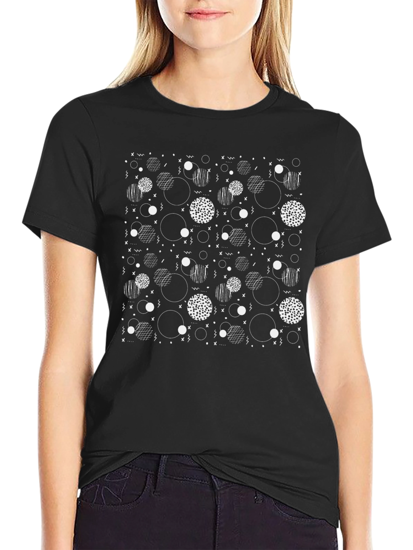 Modern Black T-Shirt with Abstract Pattern