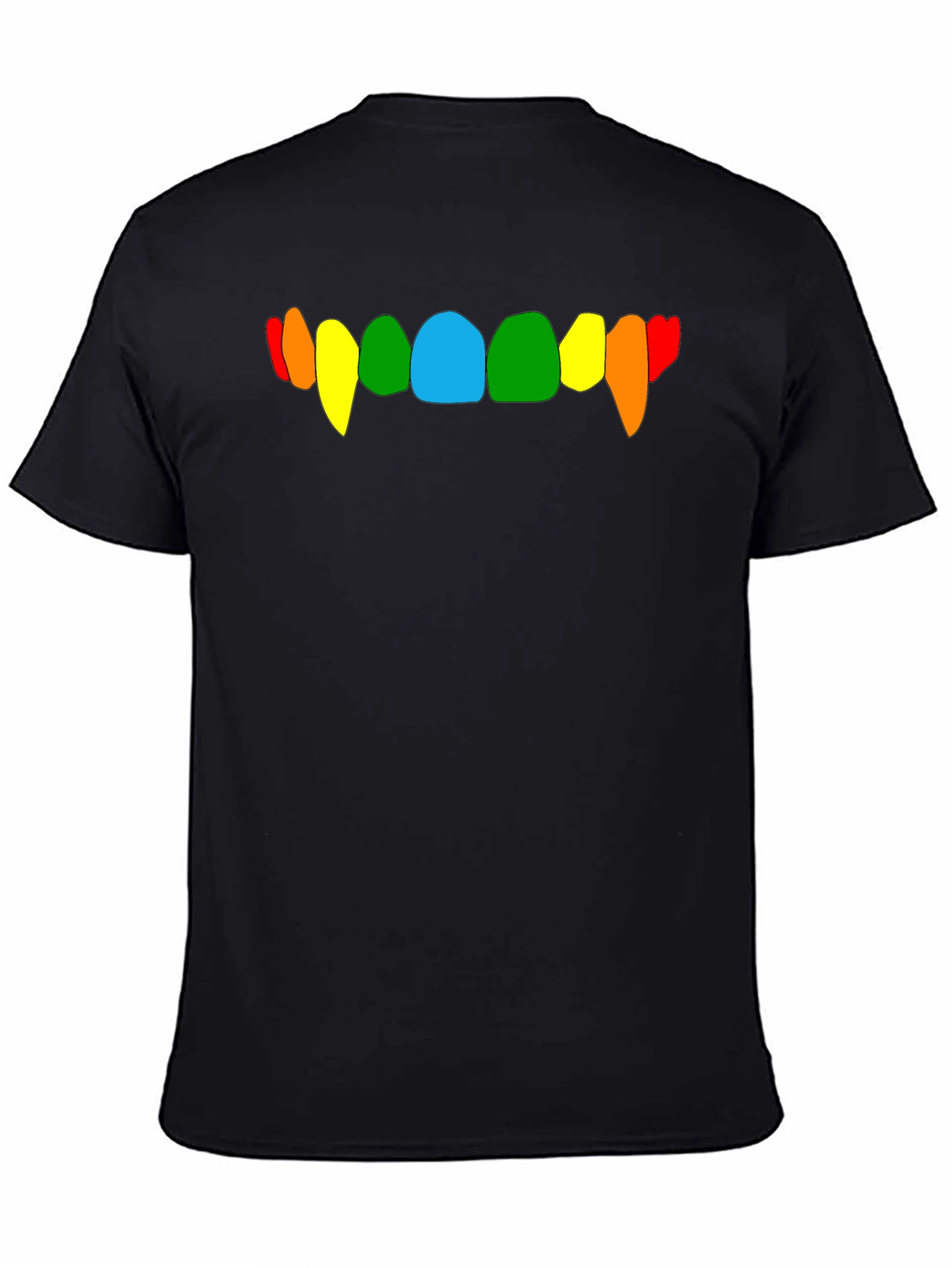 Rainbow Vampire Teeth Graphic Tee - Black Cotton T-Shirt