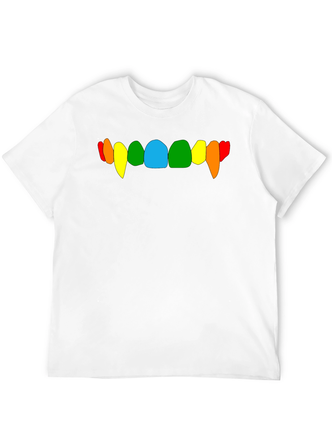 Rainbow Vampire Teeth Graphic Tee - Black Cotton T-Shirt