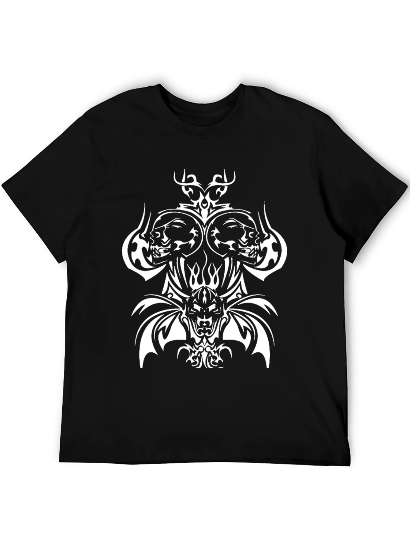 Skull & Demon Graphic Print Black T-Shirt