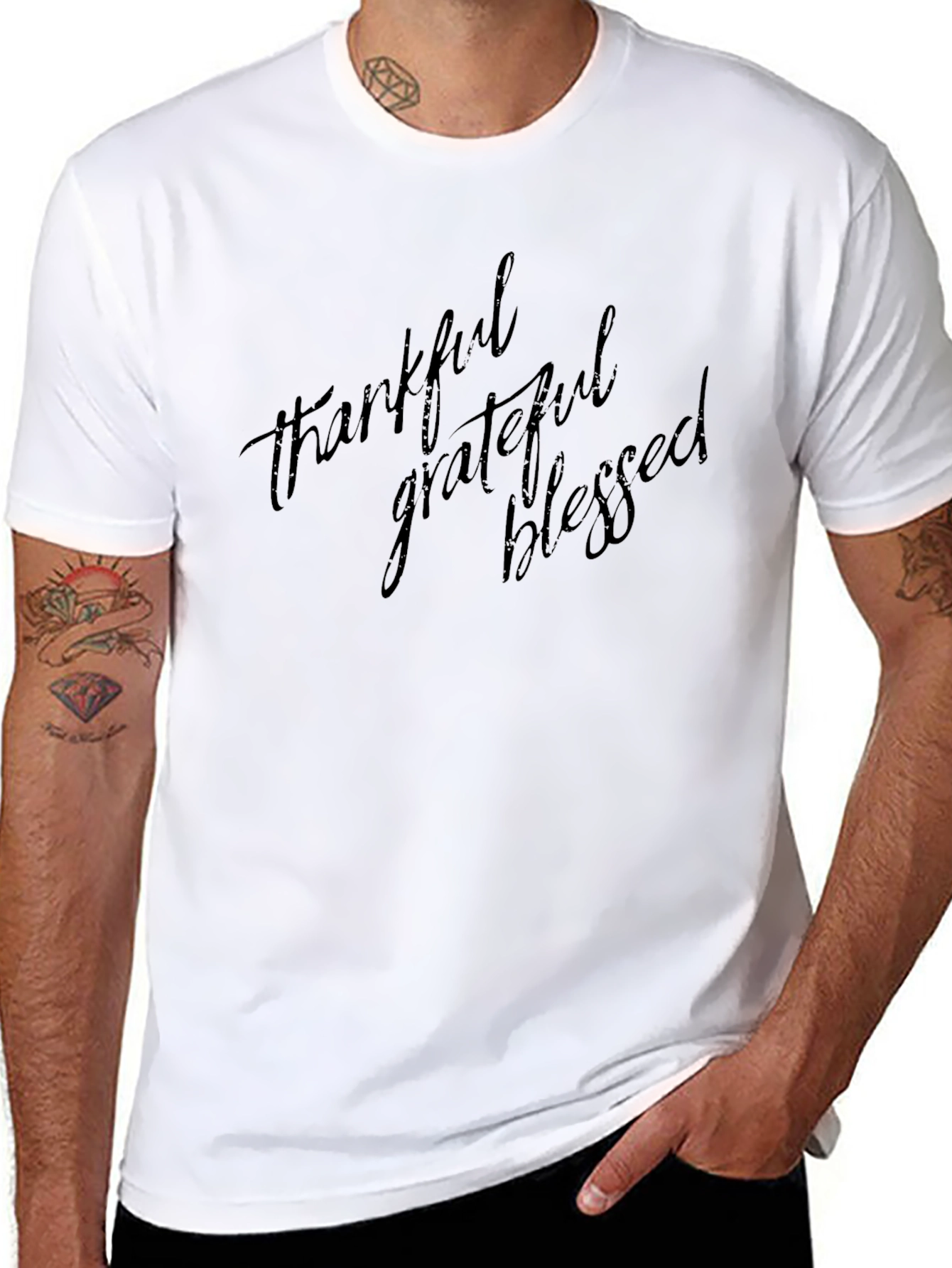 Thankful Grateful Blessed Black T-Shirt
