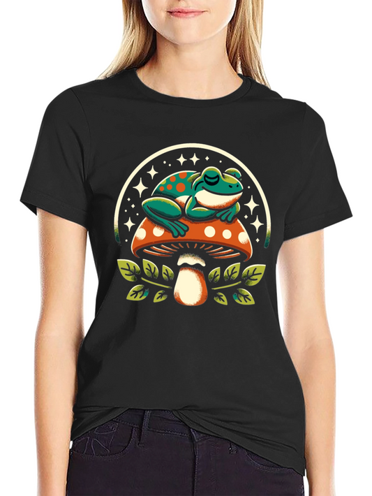Frog on Mushroom Graphic Tee - Relaxed Fit