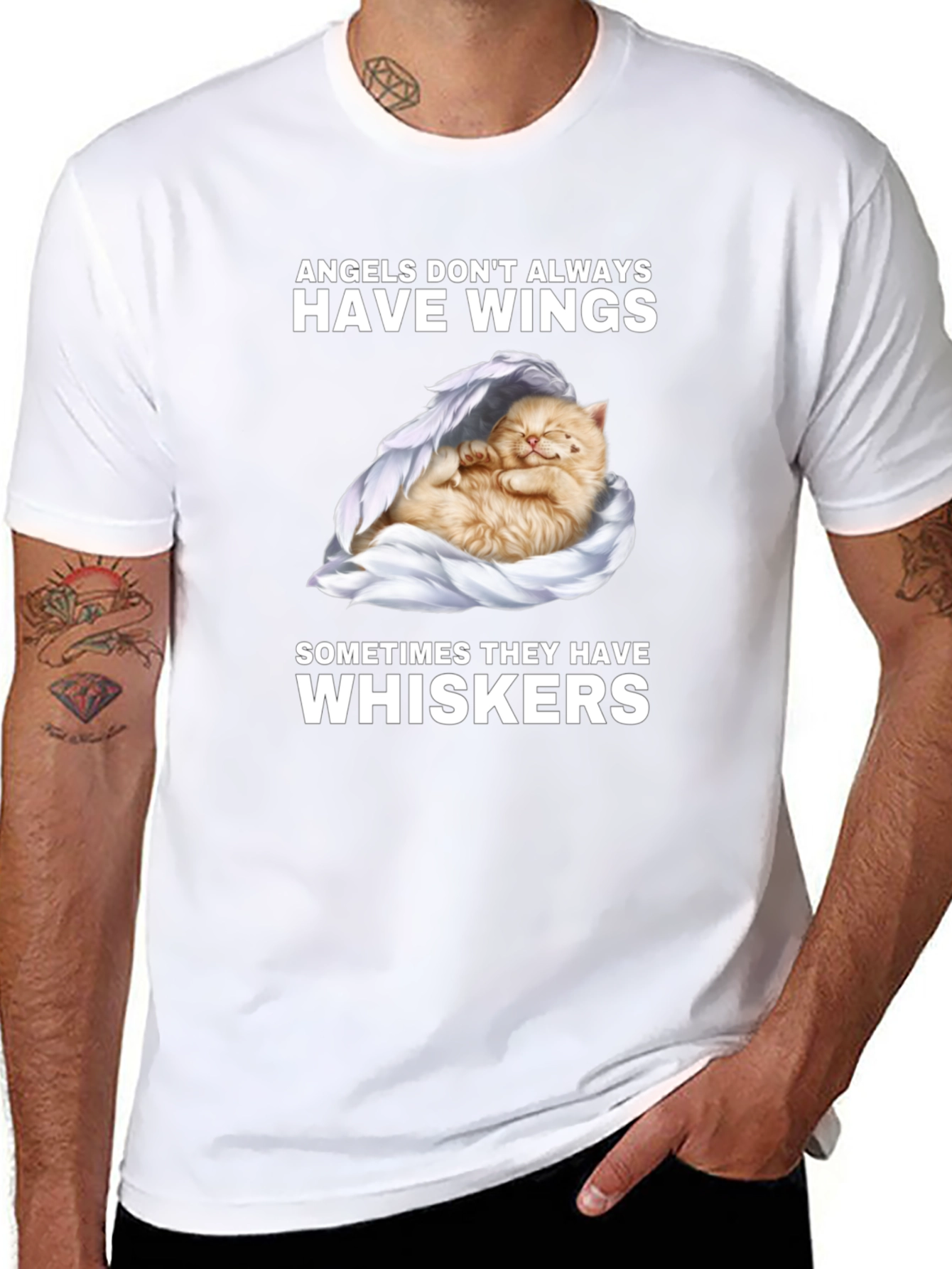 Angel Cat T-Shirt - Whiskers Wings Cute Kitty Tee