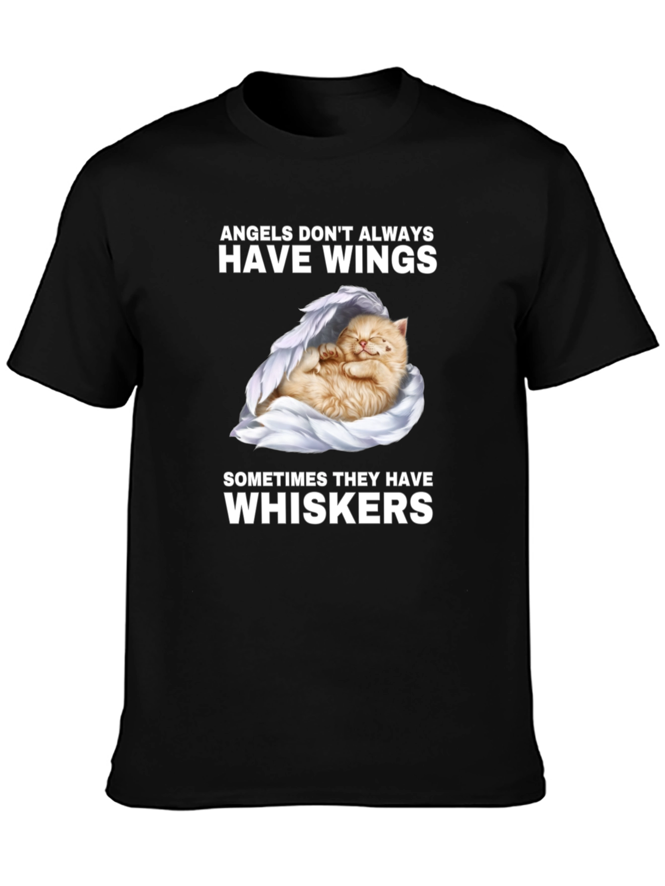 Angel Cat T-Shirt - Whiskers Wings Cute Kitty Tee