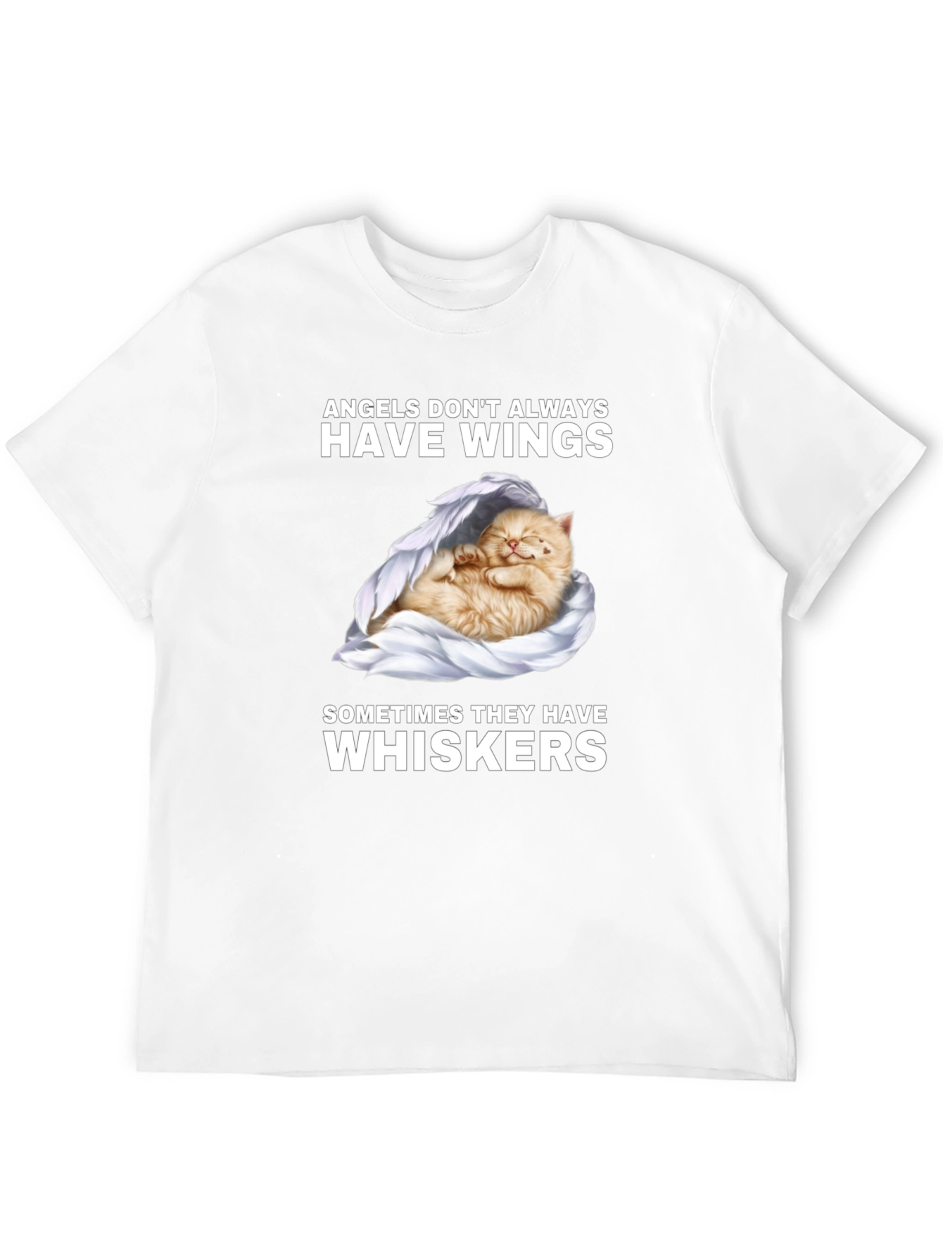 Angel Cat T-Shirt - Whiskers Wings Cute Kitty Tee
