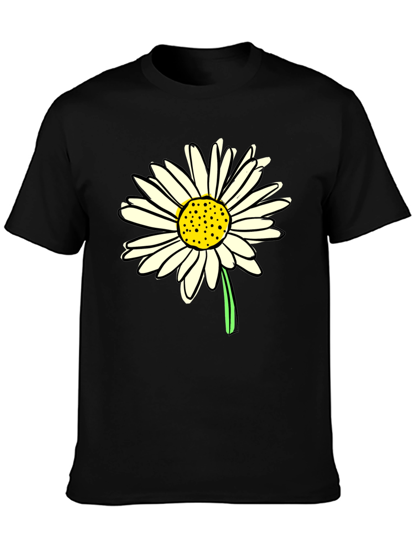 Daisy Graphic Tee - Classic Black Cotton T-Shirt