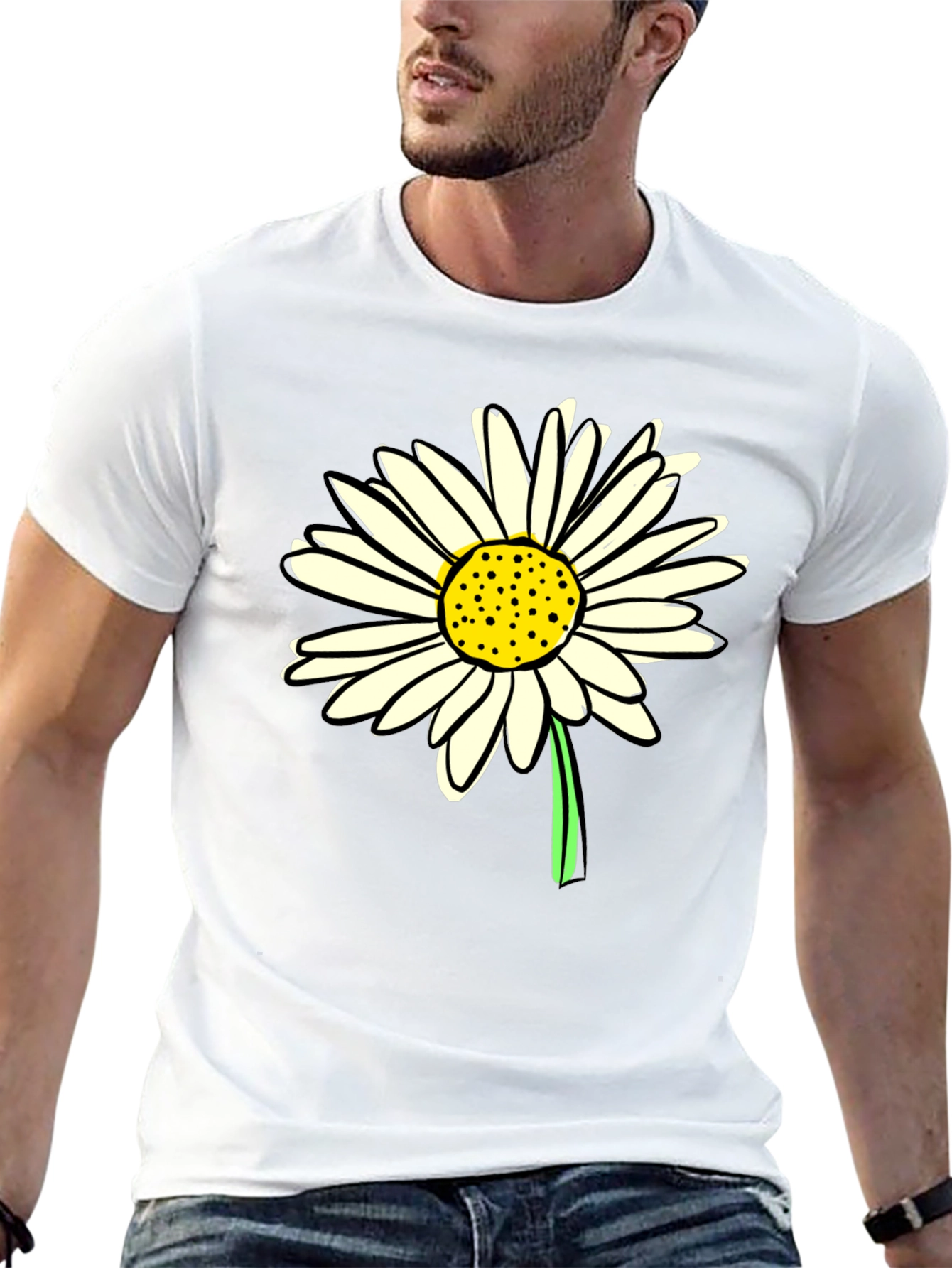 Daisy Graphic Tee - Classic Black Cotton T-Shirt