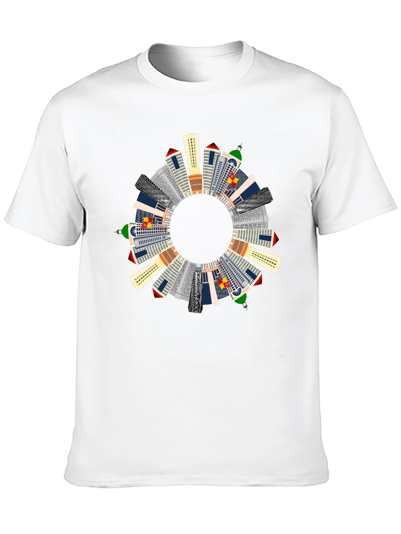 Cityscape Circle Graphic T-Shirt - Black