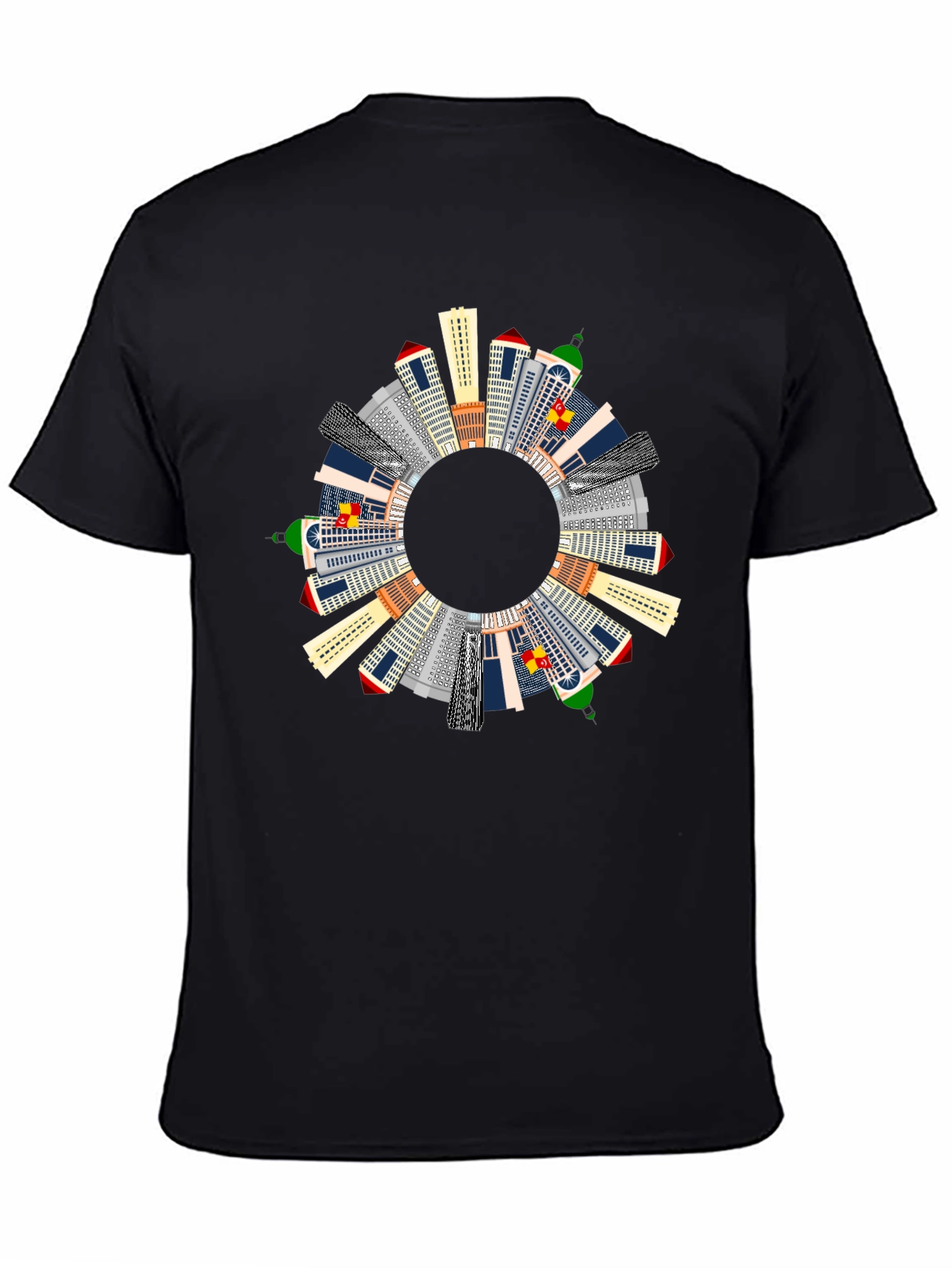 Cityscape Circle Graphic T-Shirt - Black